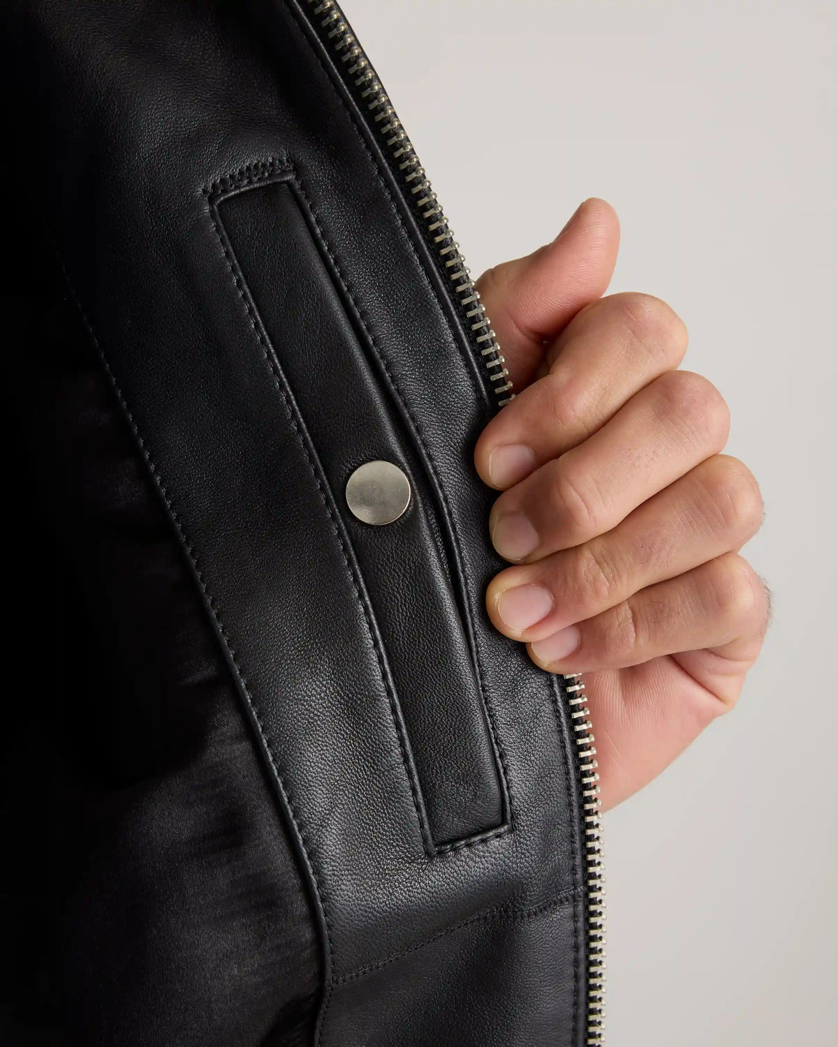 100% Washed Leather Bomber Jacket