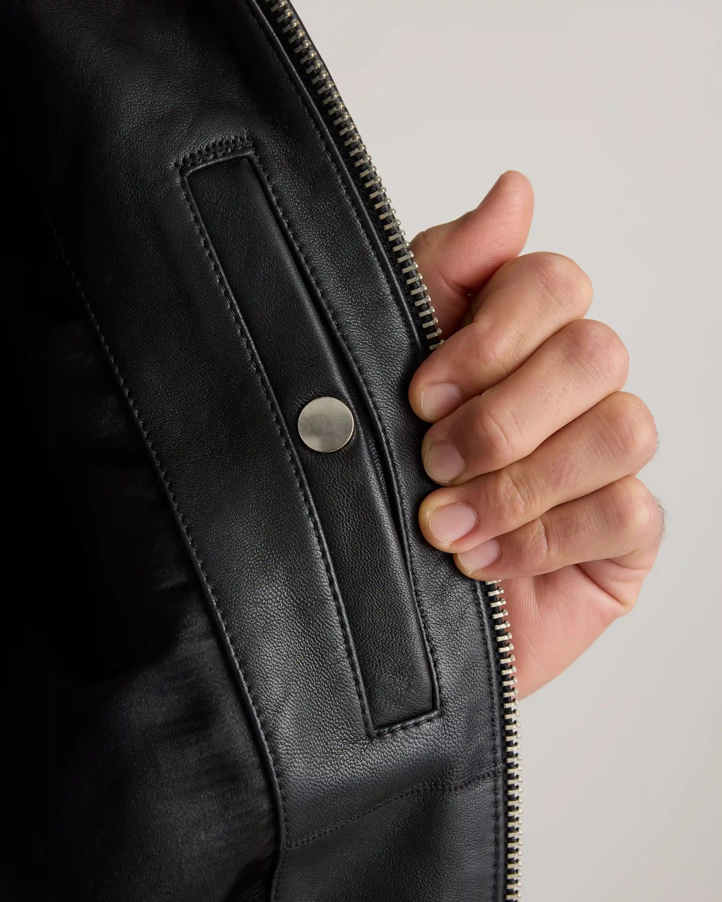 100% Washed Leather Bomber Jacket