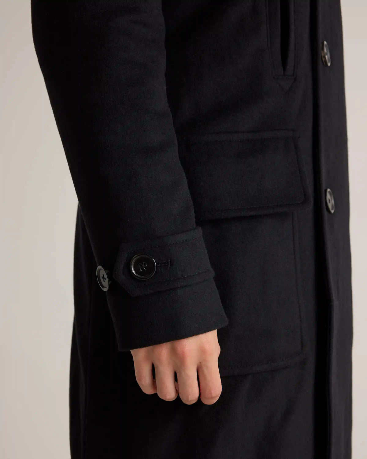 Italian Wool Double-Breasted Officer Topcoat