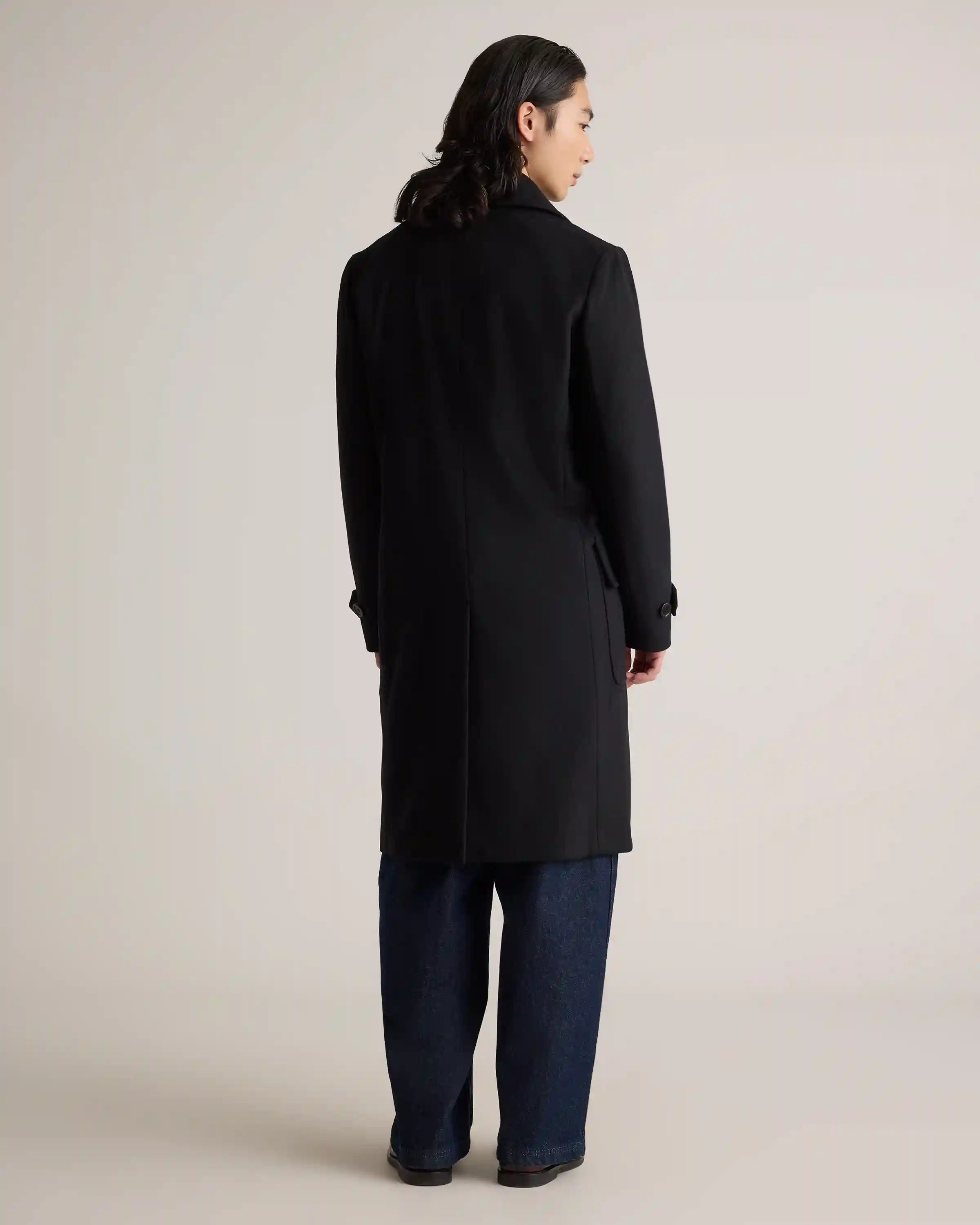 Italian Wool Double-Breasted Officer Topcoat