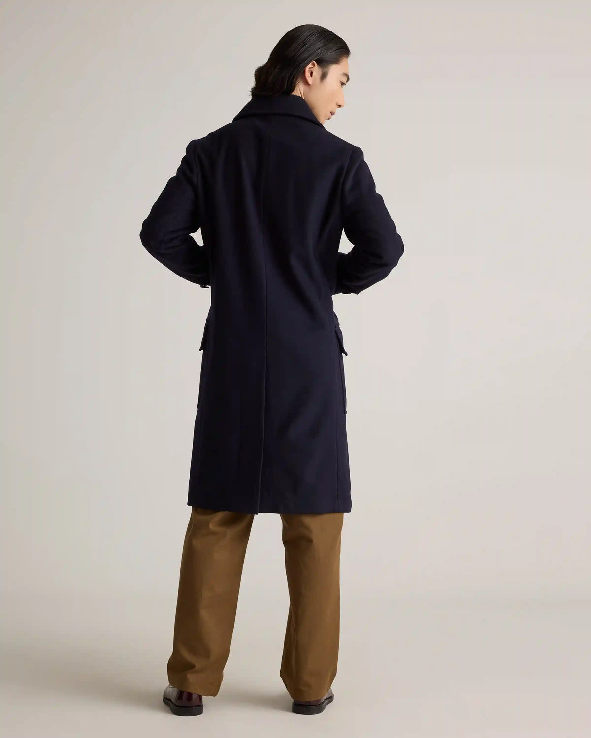 Italian Wool Double-Breasted Officer Topcoat