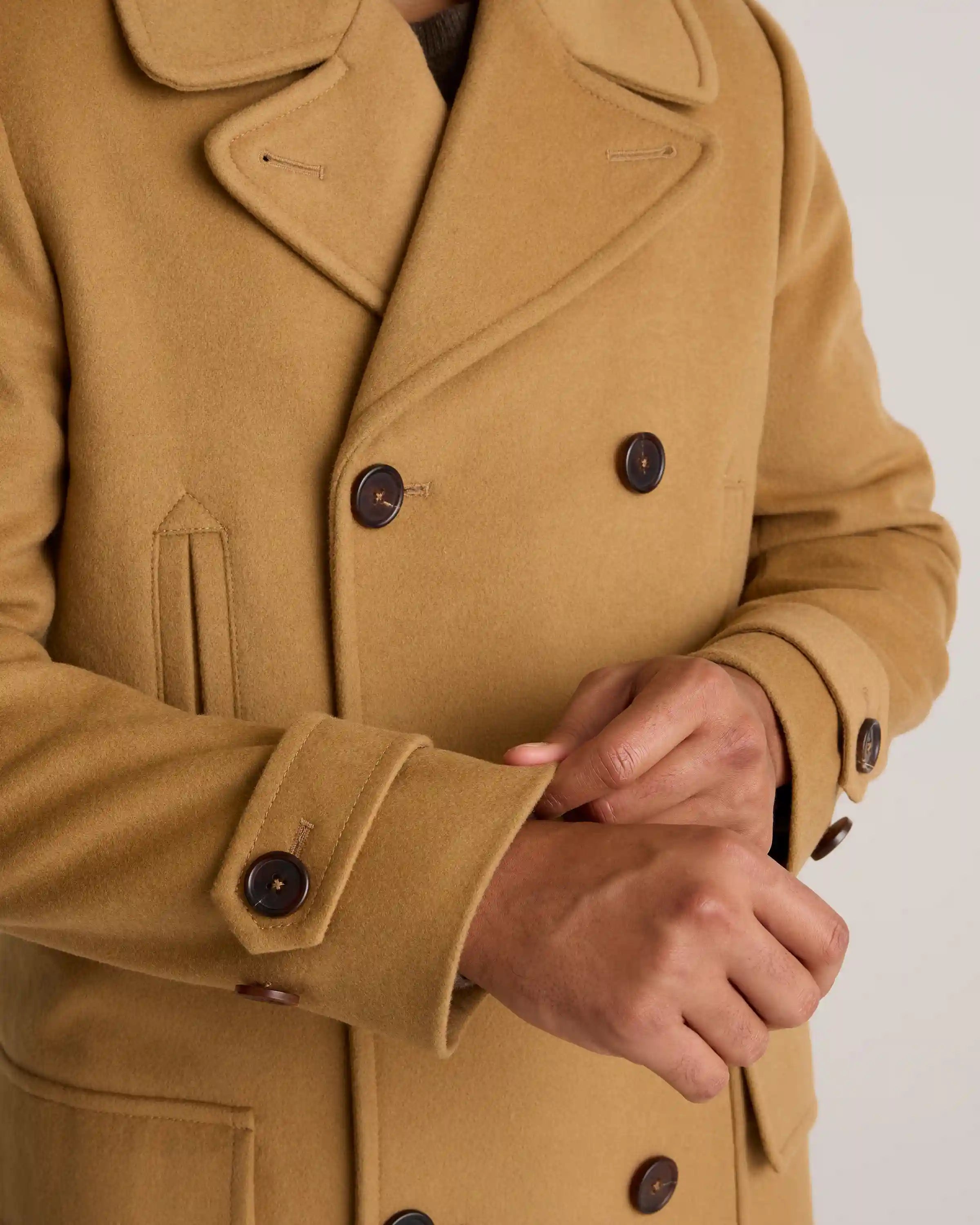 Italian Wool Double-Breasted Officer Topcoat
