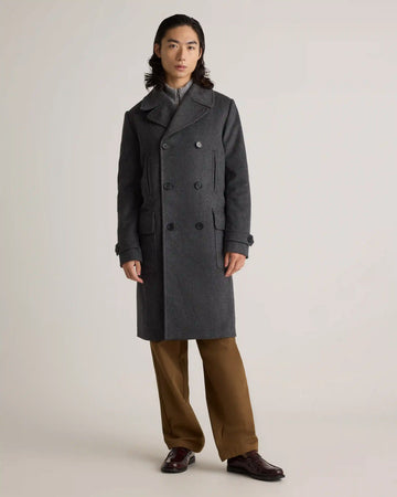 Italian Wool Double-Breasted Officer Topcoat