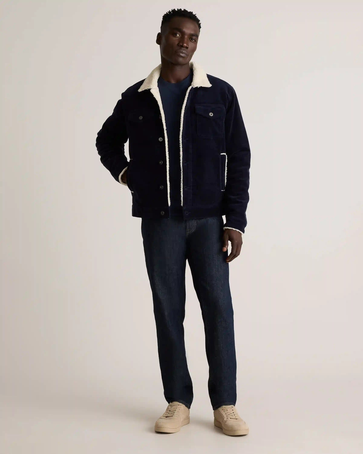Organic Stretch Corduroy Sherpa-Lined Trucker Jacket