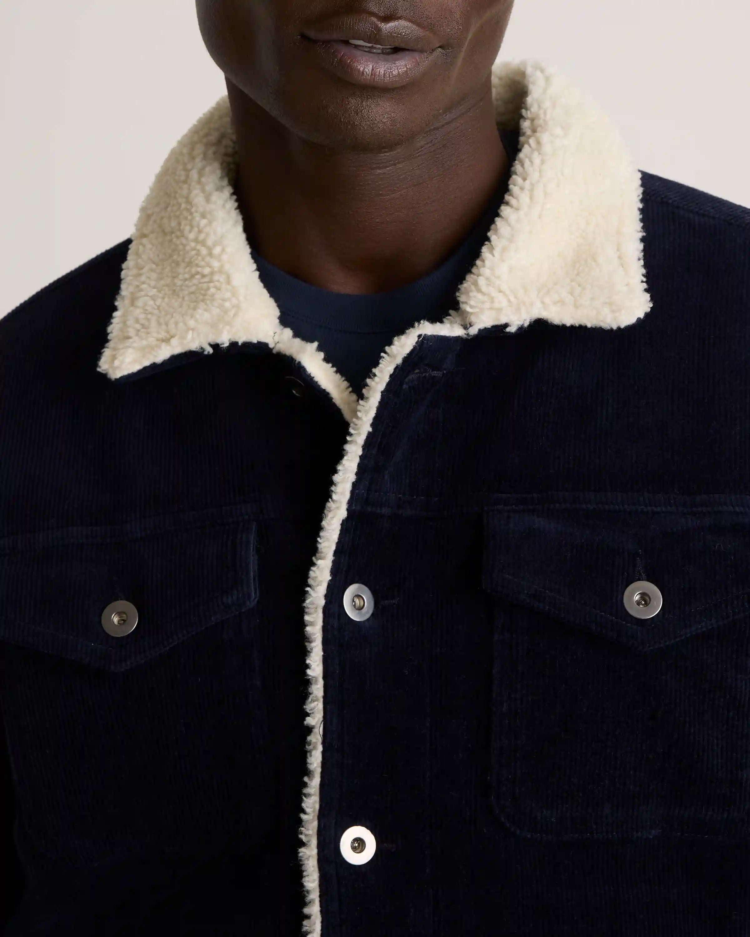 Organic Stretch Corduroy Sherpa-Lined Trucker Jacket