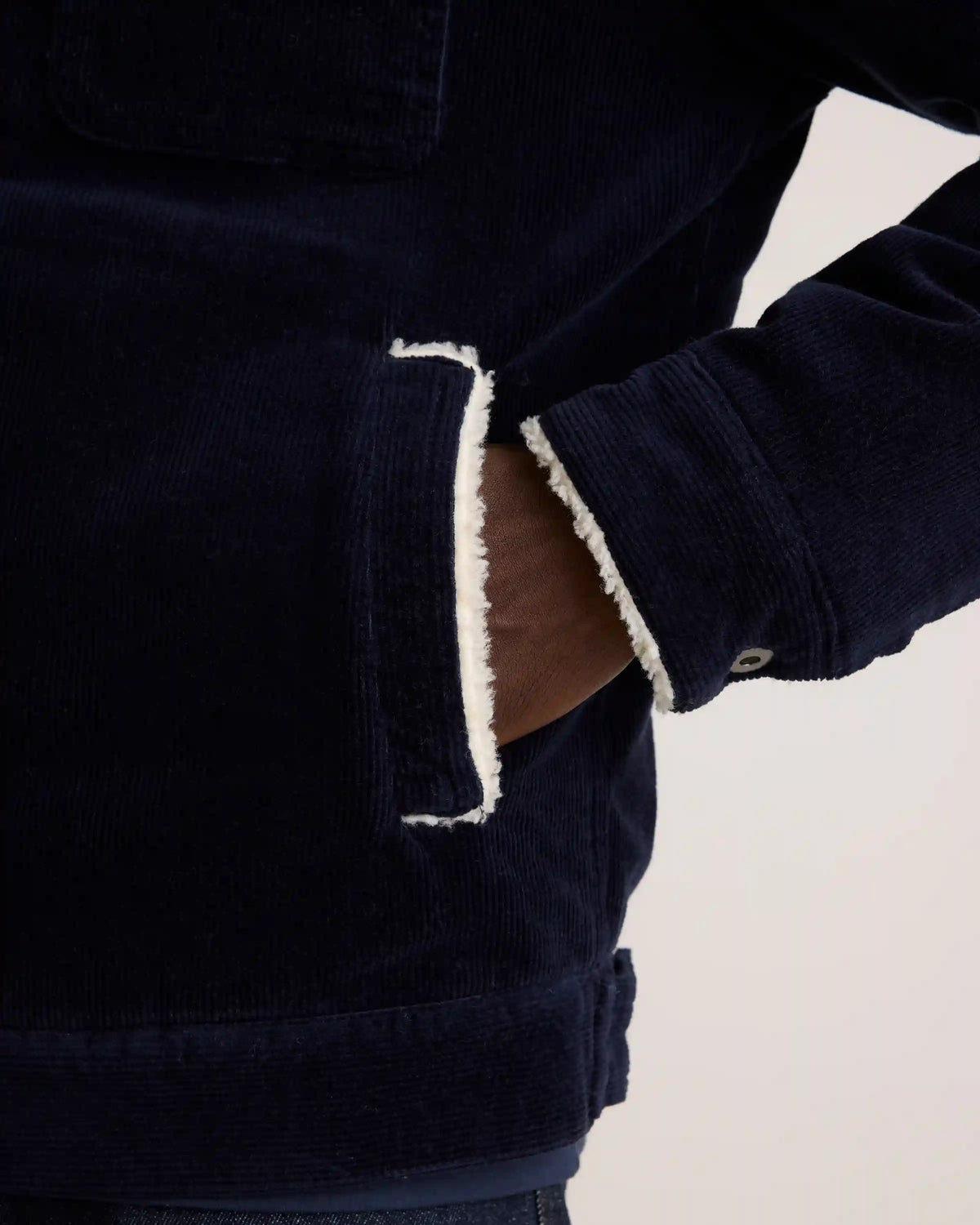 Organic Stretch Corduroy Sherpa-Lined Trucker Jacket