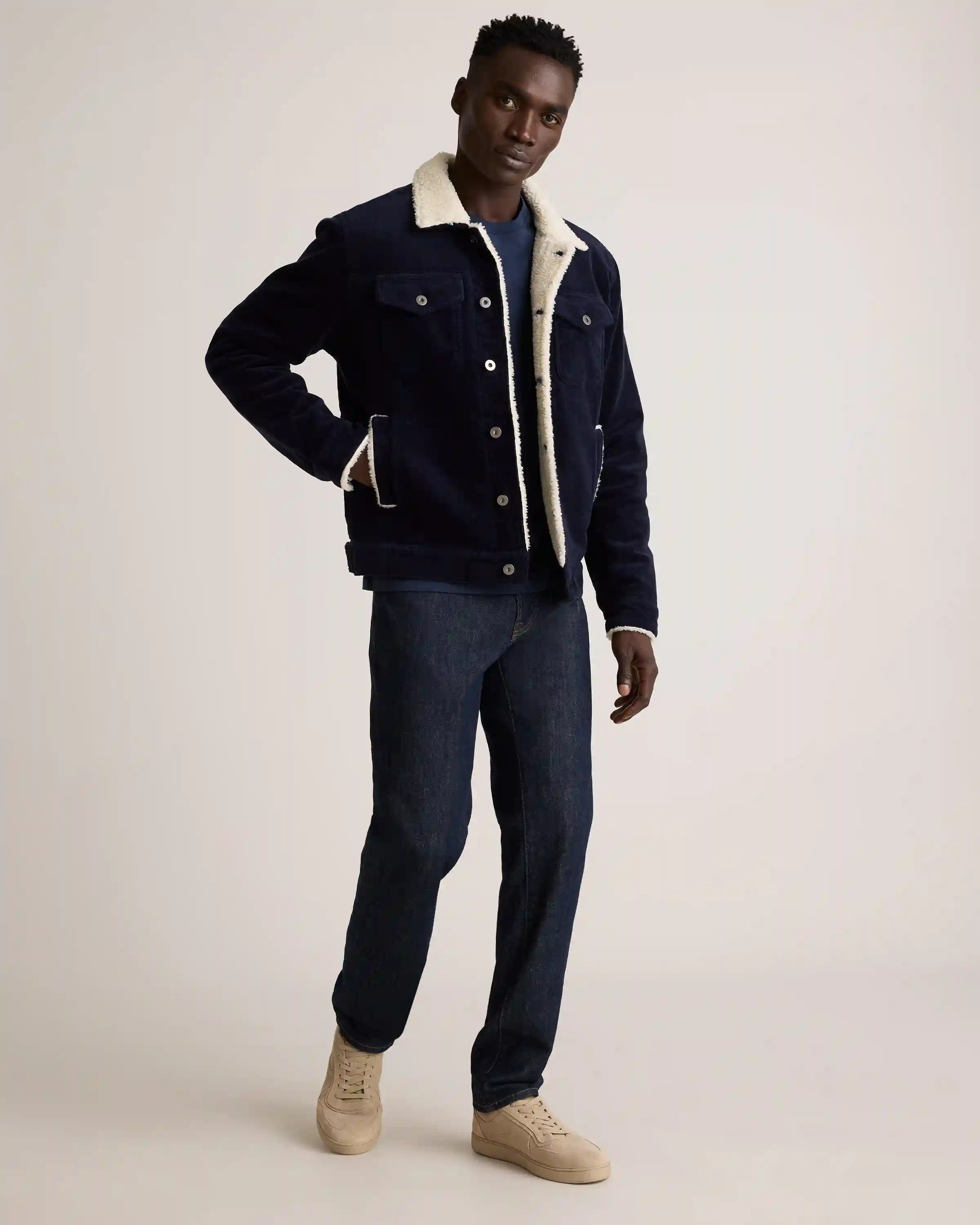 Organic Stretch Corduroy Sherpa-Lined Trucker Jacket