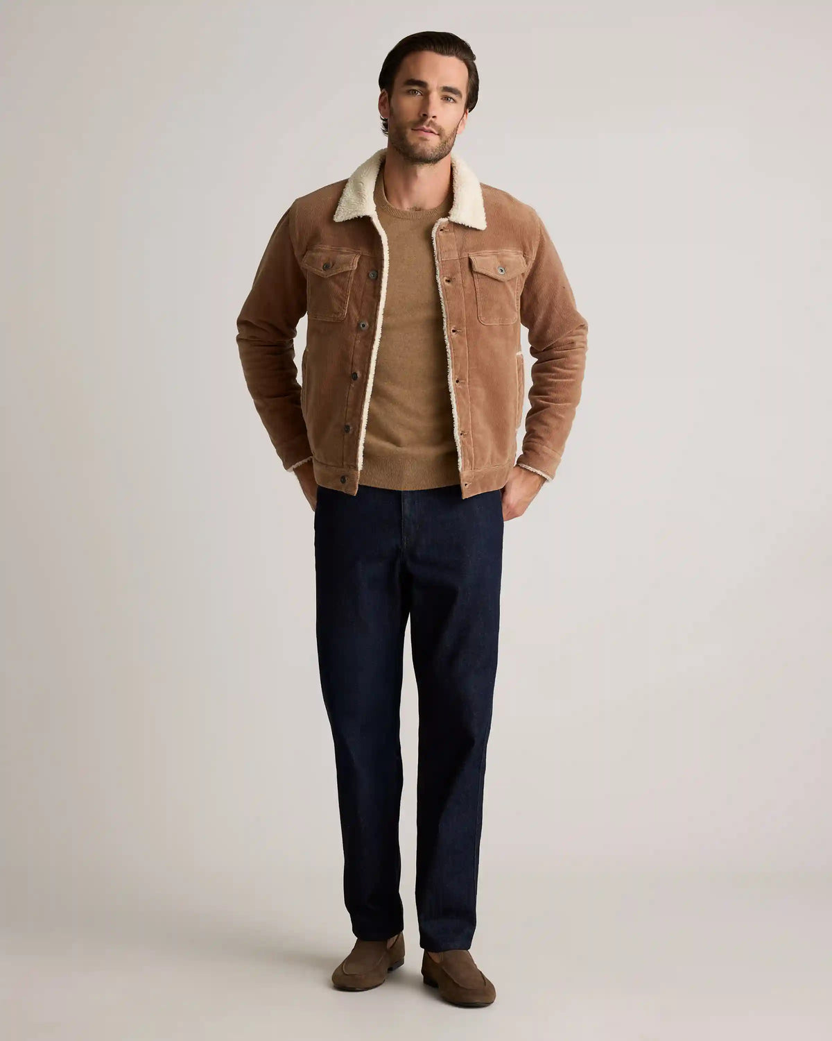 Organic Stretch Corduroy Sherpa-Lined Trucker Jacket