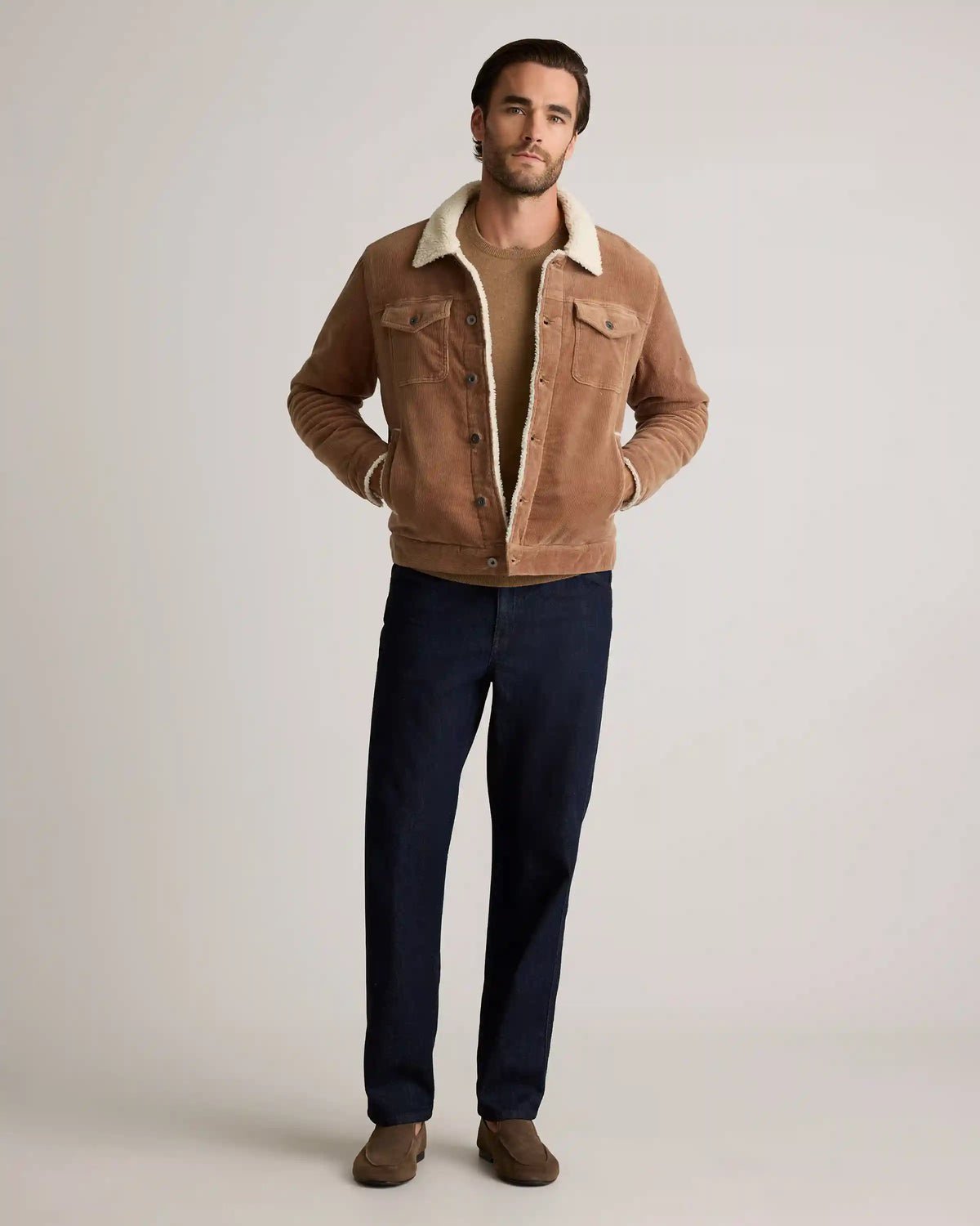 Organic Stretch Corduroy Sherpa-Lined Trucker Jacket