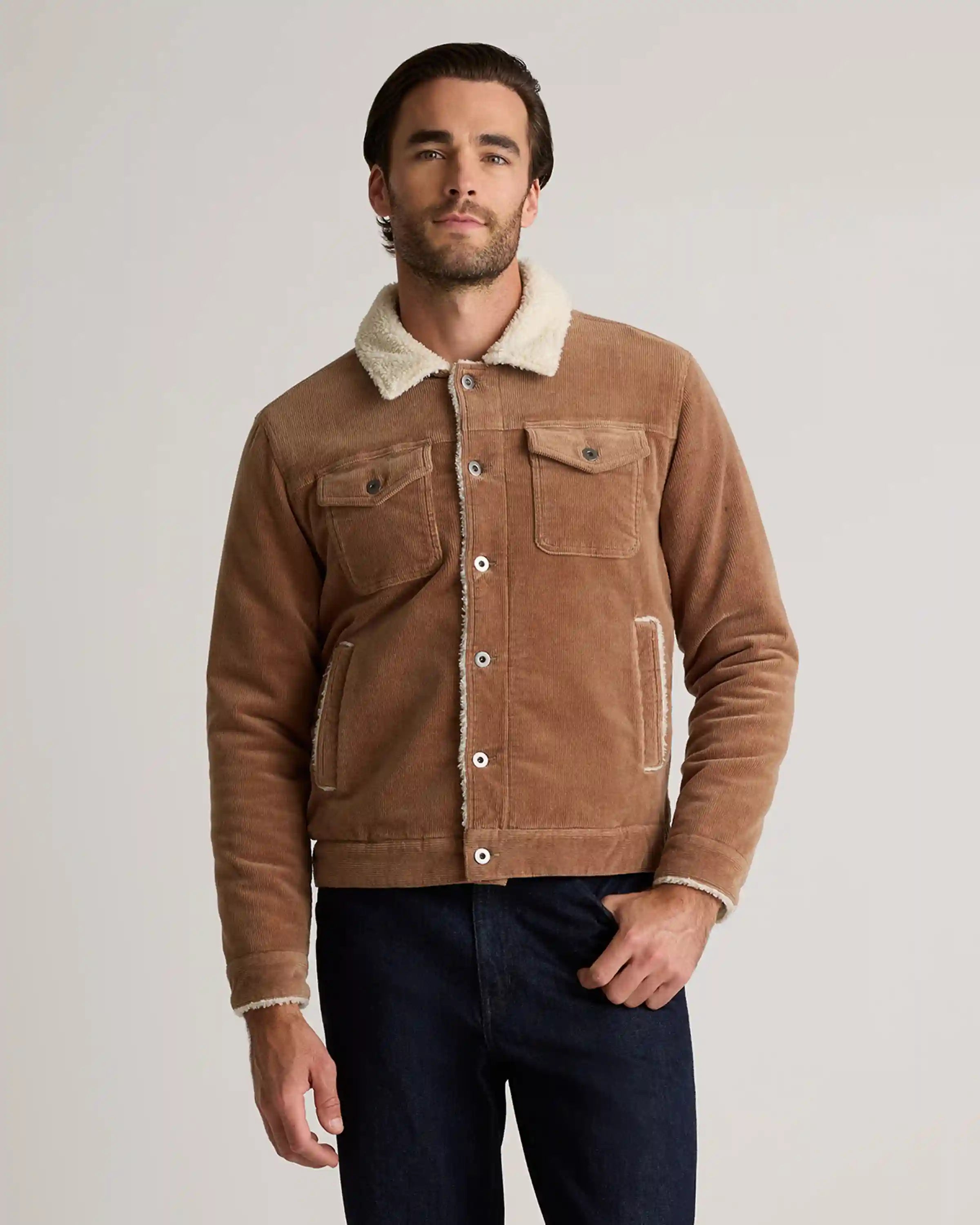 Organic Stretch Corduroy Sherpa-Lined Trucker Jacket