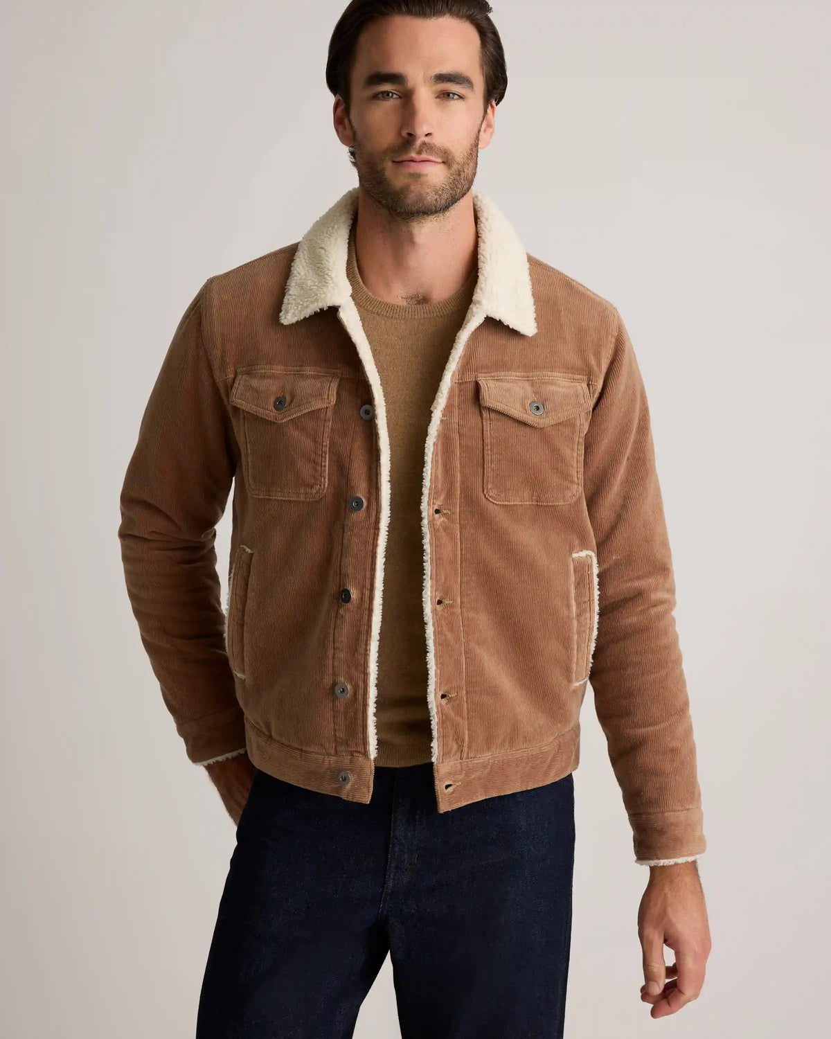Organic Stretch Corduroy Sherpa-Lined Trucker Jacket