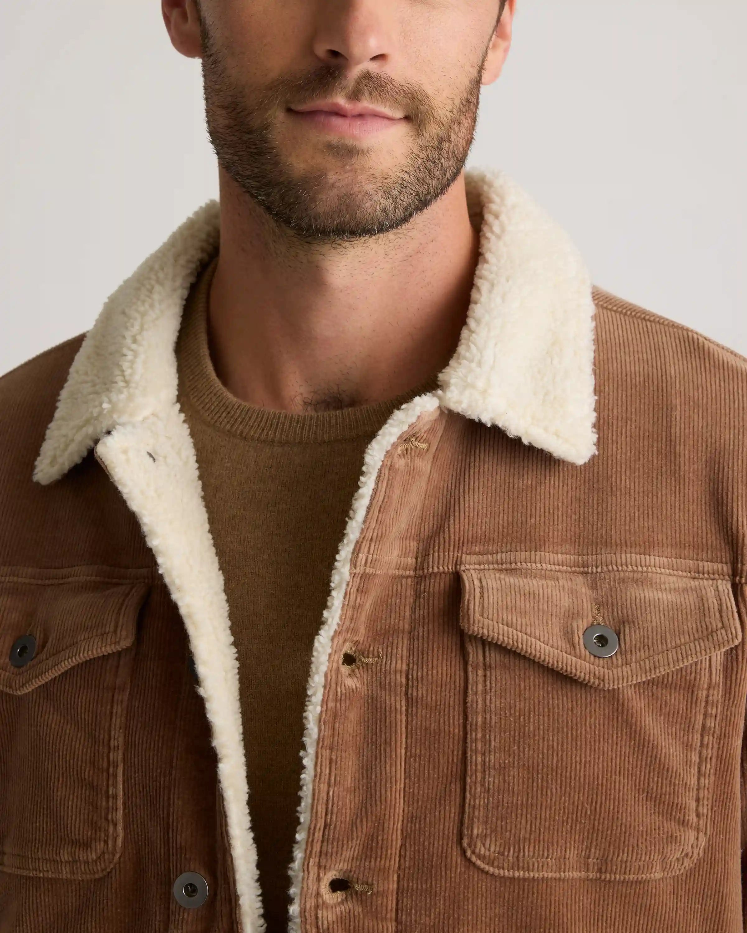 Organic Stretch Corduroy Sherpa-Lined Trucker Jacket