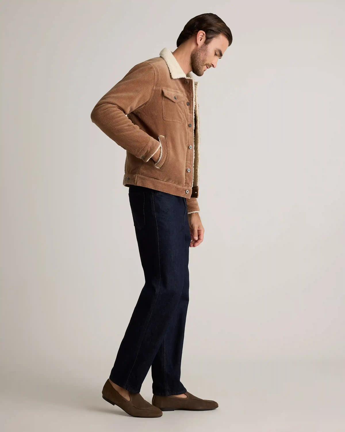 Organic Stretch Corduroy Sherpa-Lined Trucker Jacket