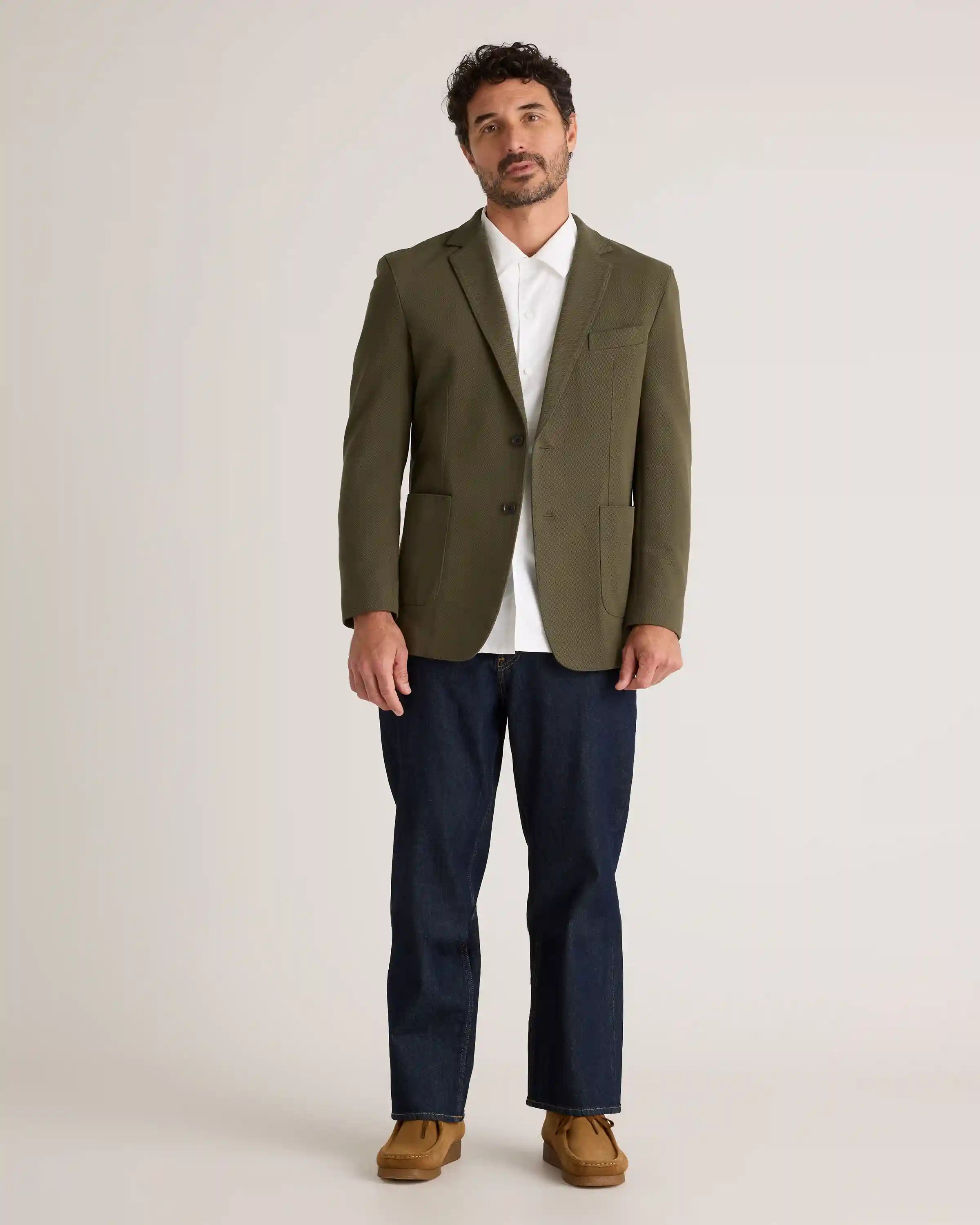 Cotton Pique Knit Blazer