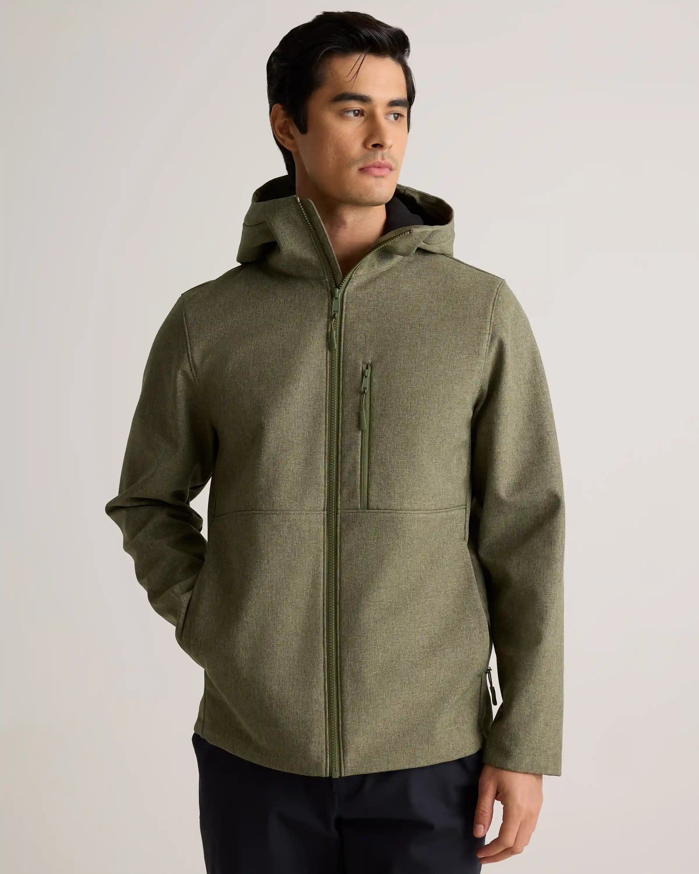 Softshell Fleece-Lined Full-Zip Hooded Jacket