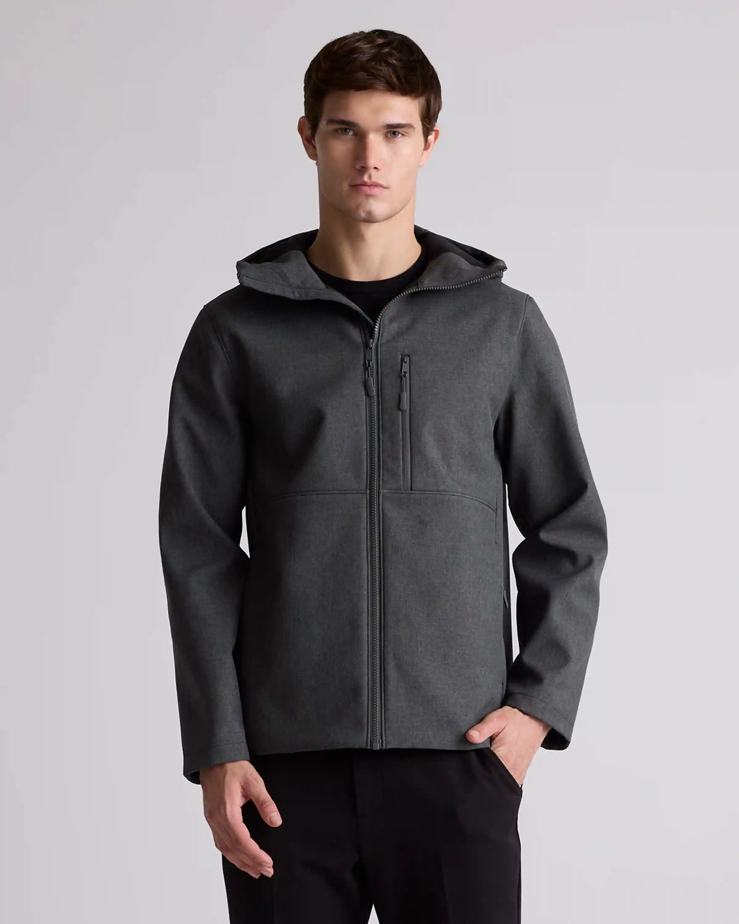 Softshell Fleece-Lined Full-Zip Hooded Jacket