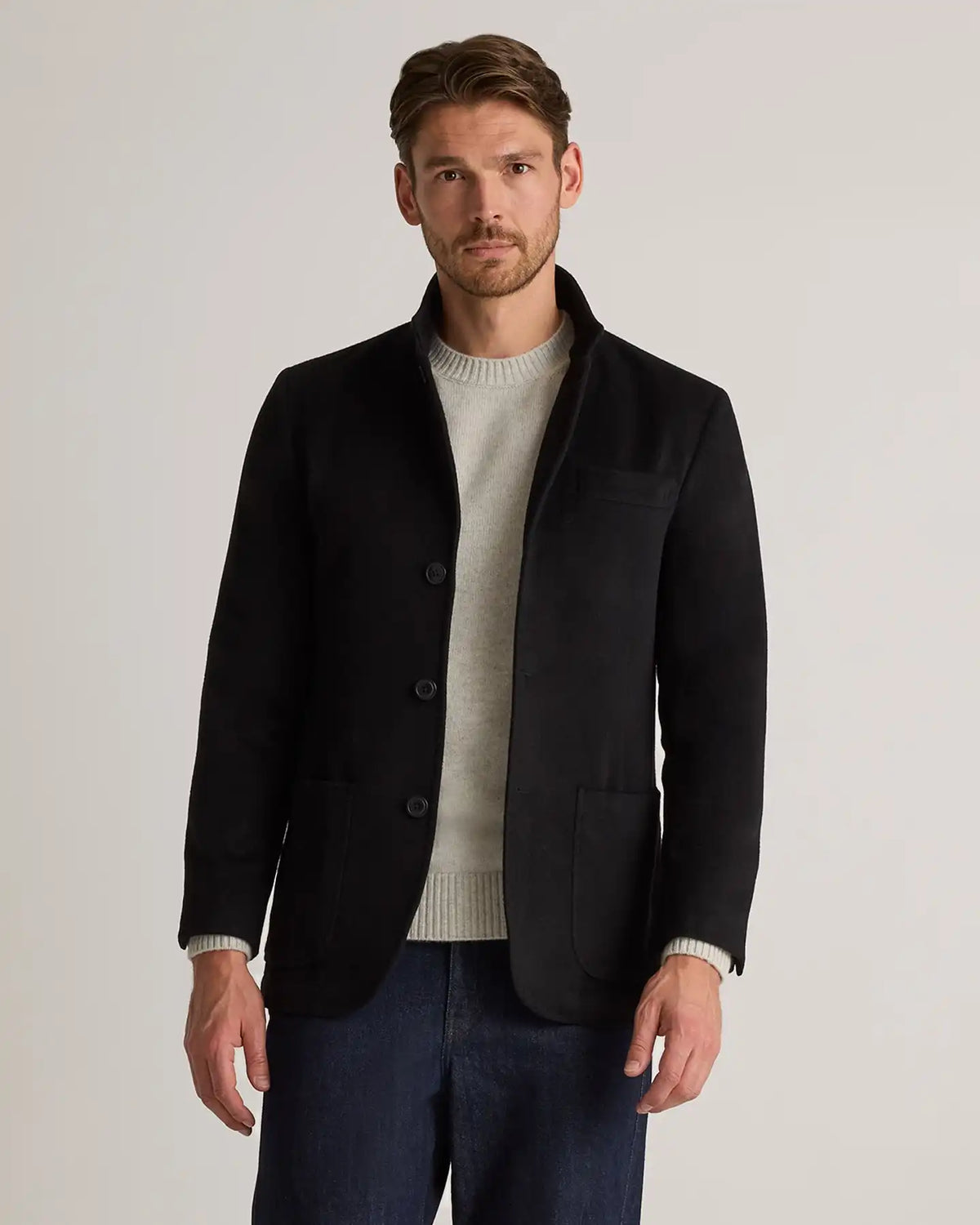 100% Mongolian Cashmere Stand Collar Blazer