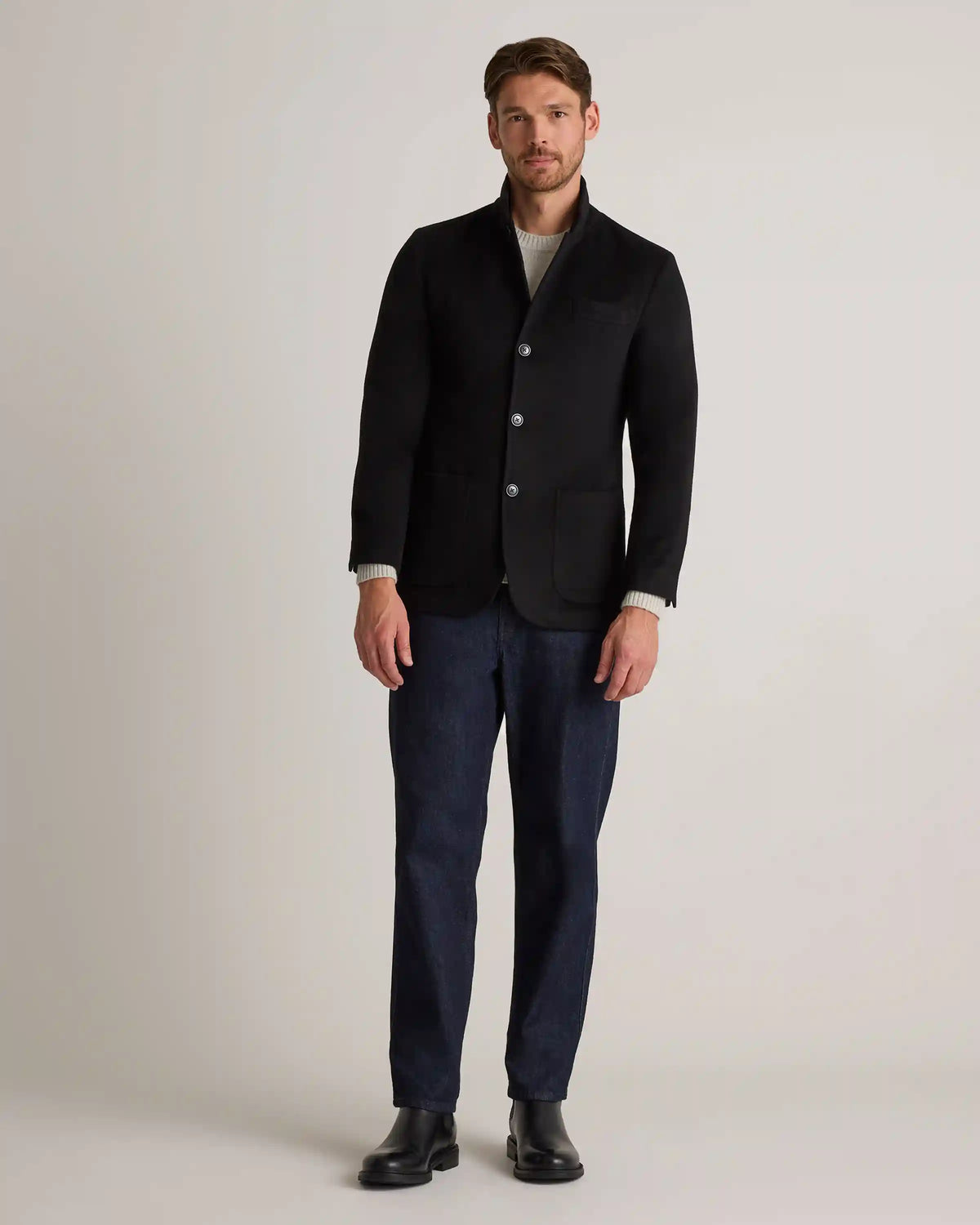 100% Mongolian Cashmere Stand Collar Blazer