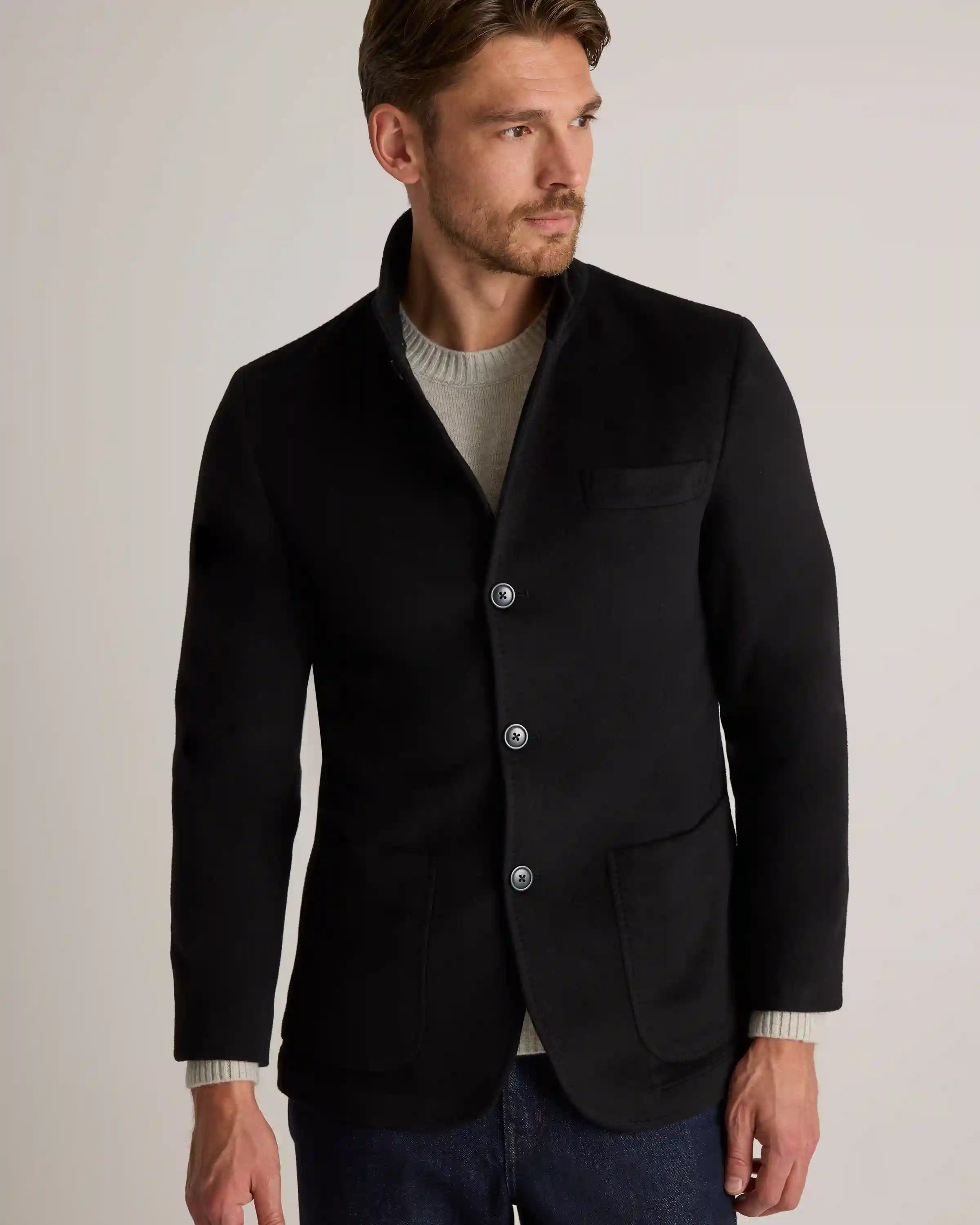 100% Mongolian Cashmere Stand Collar Blazer