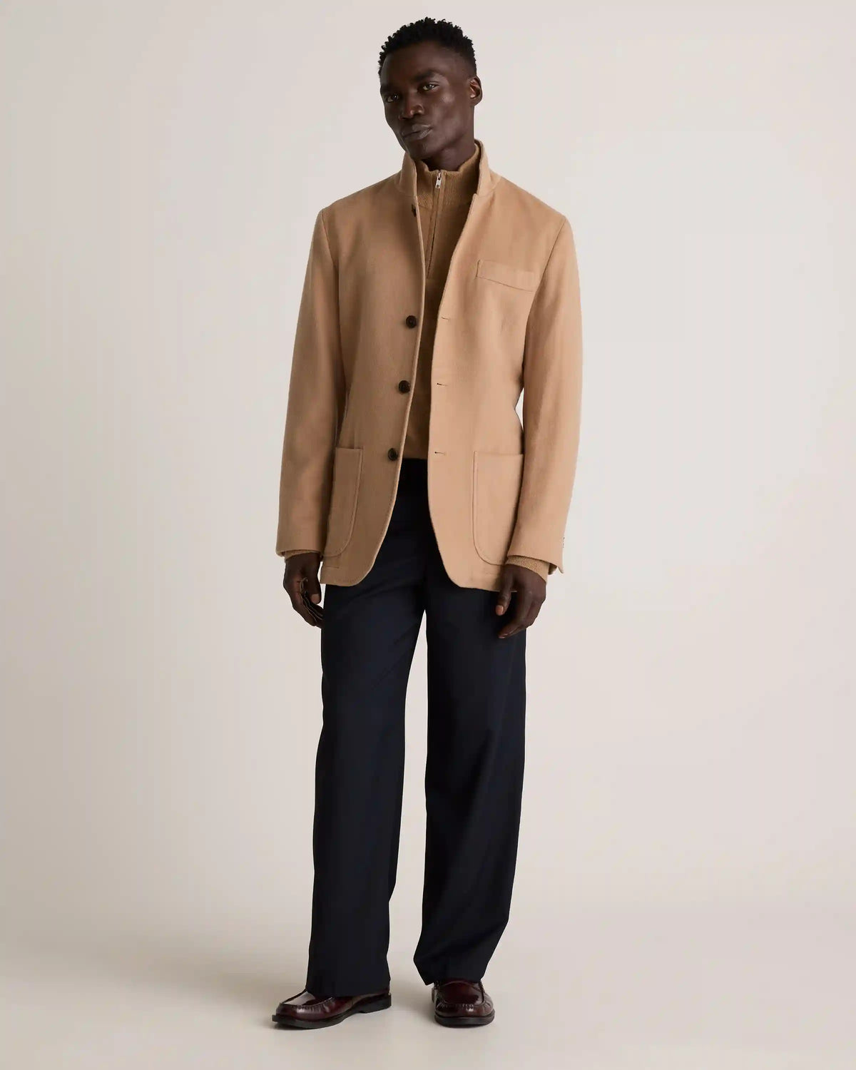 100% Mongolian Cashmere Stand Collar Blazer
