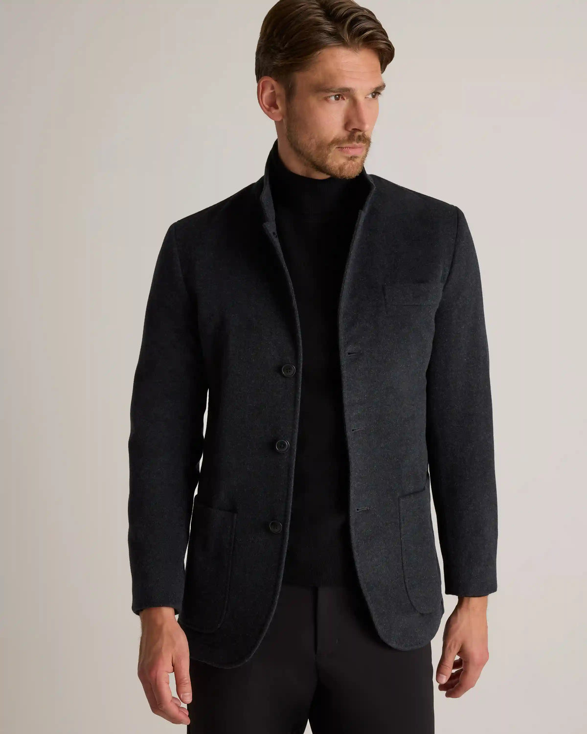 100% Mongolian Cashmere Stand Collar Blazer