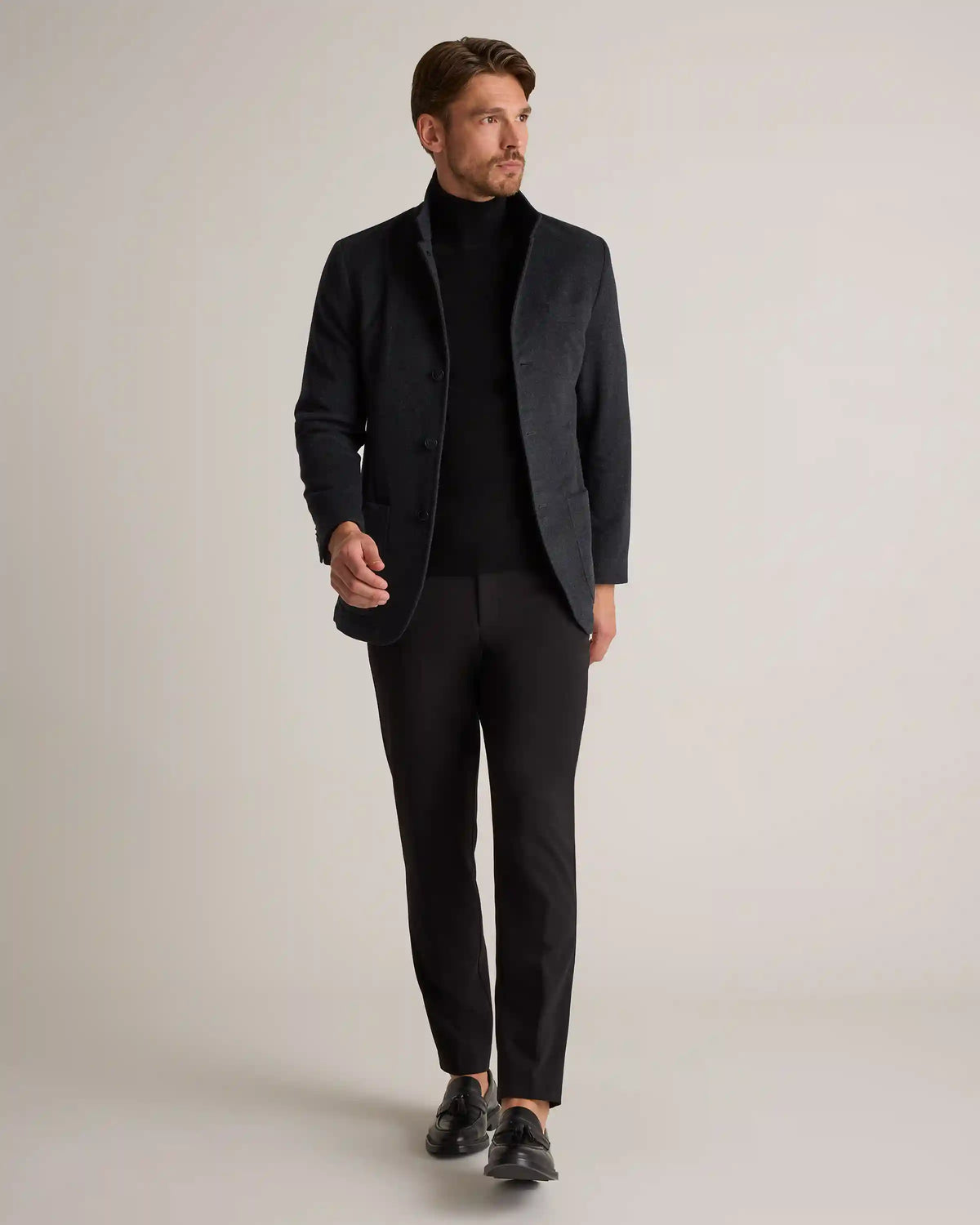 100% Mongolian Cashmere Stand Collar Blazer