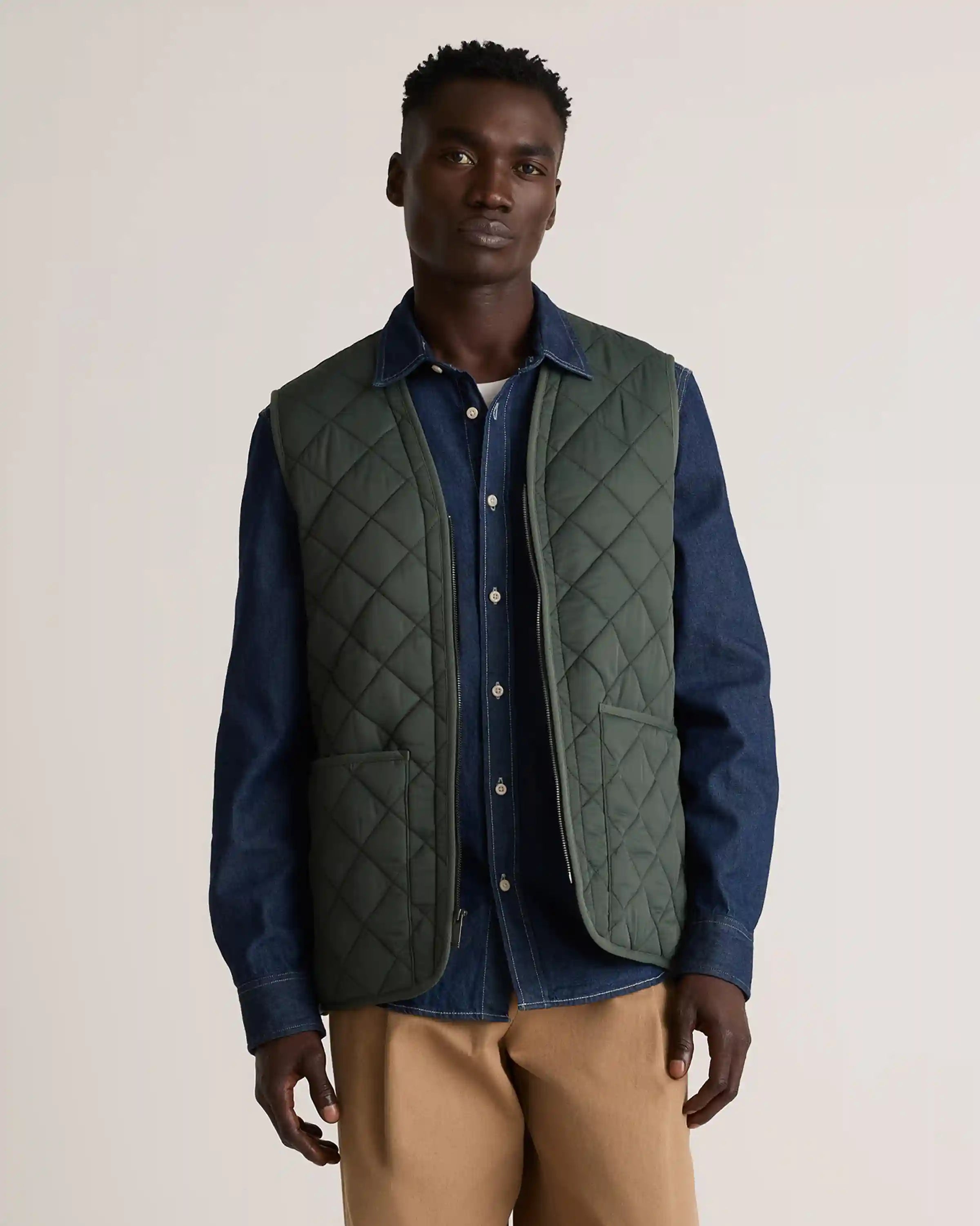 Featherless Quilted Fleece-Lined Liner Vest