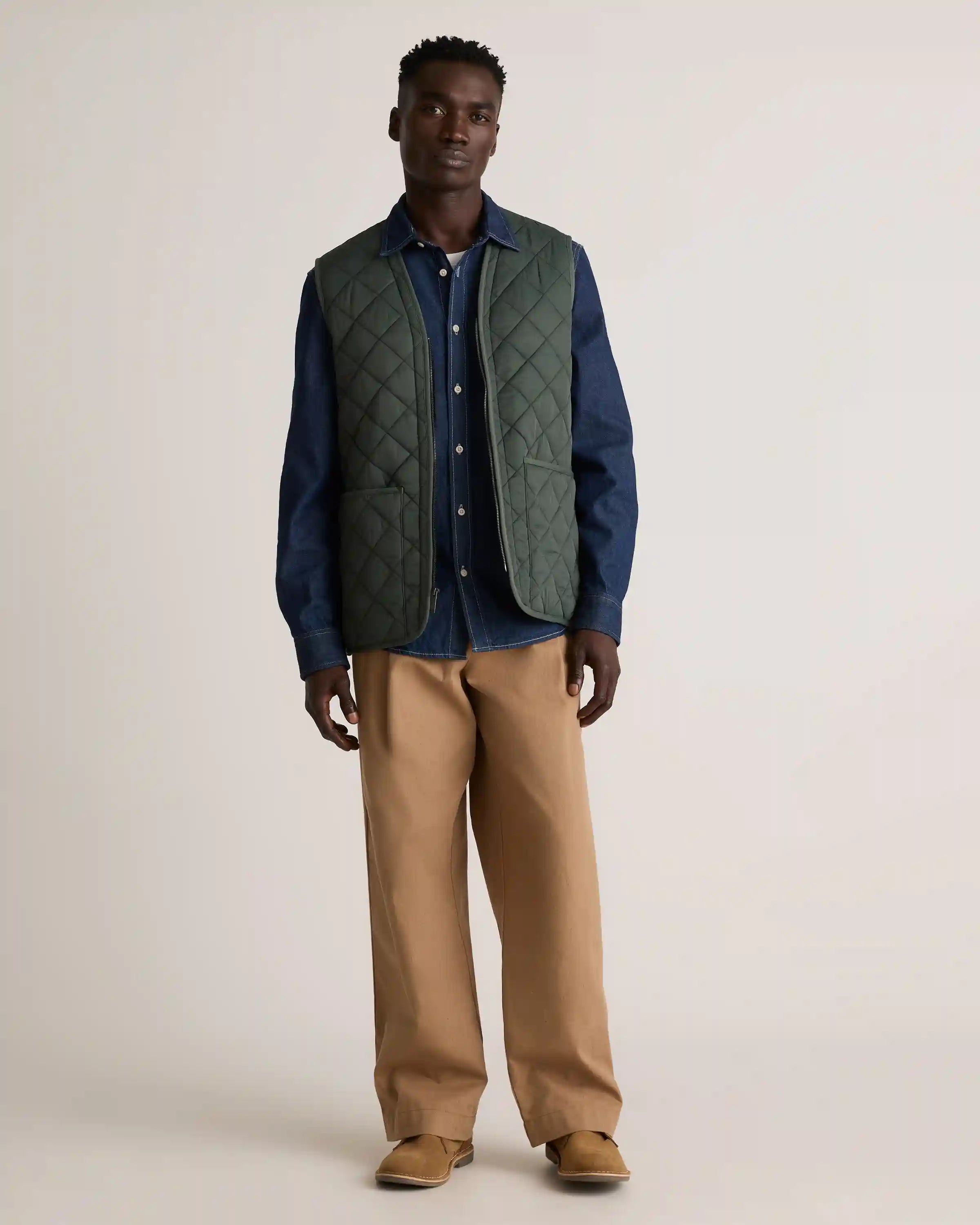 Featherless Quilted Fleece-Lined Liner Vest