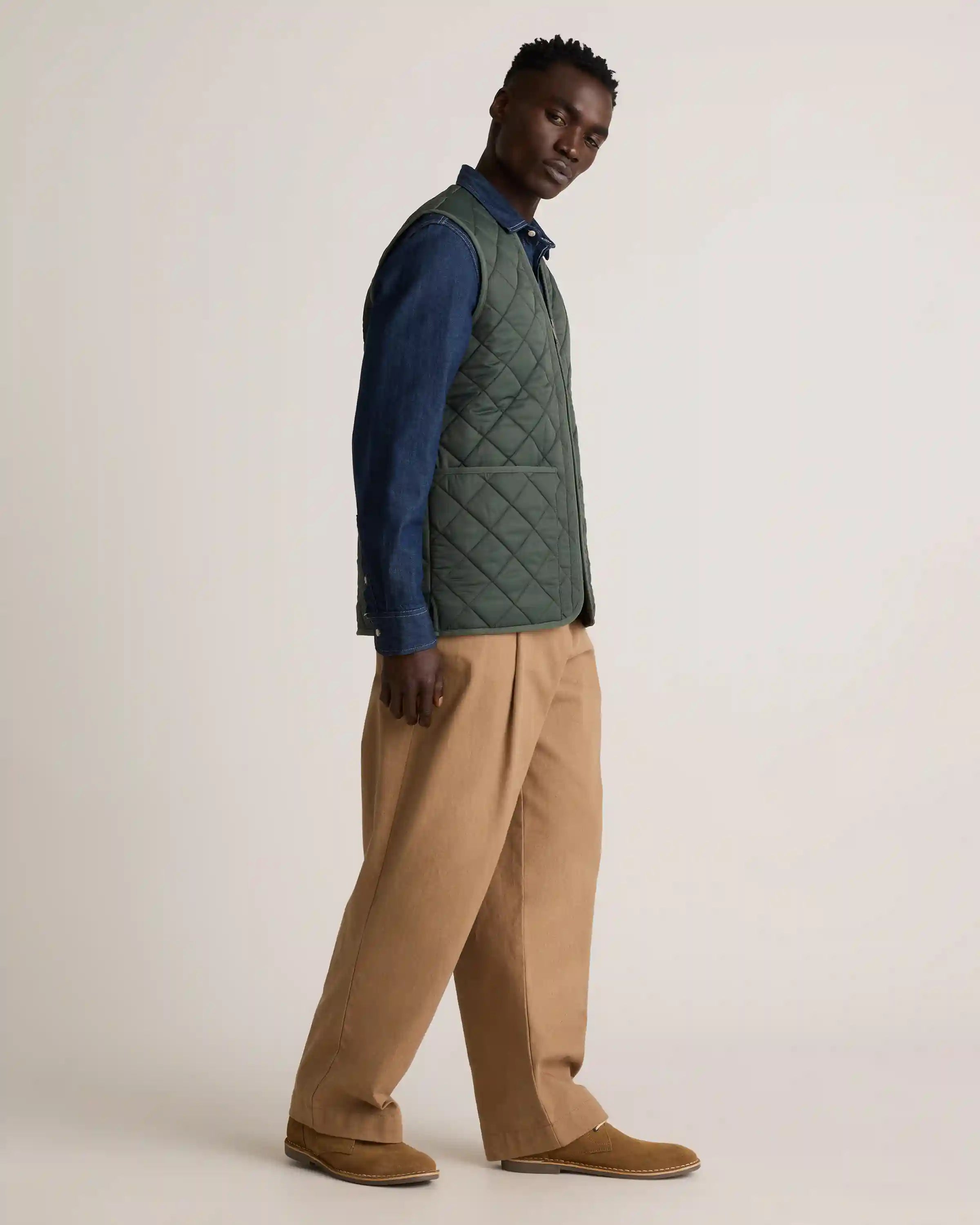 Featherless Quilted Fleece-Lined Liner Vest