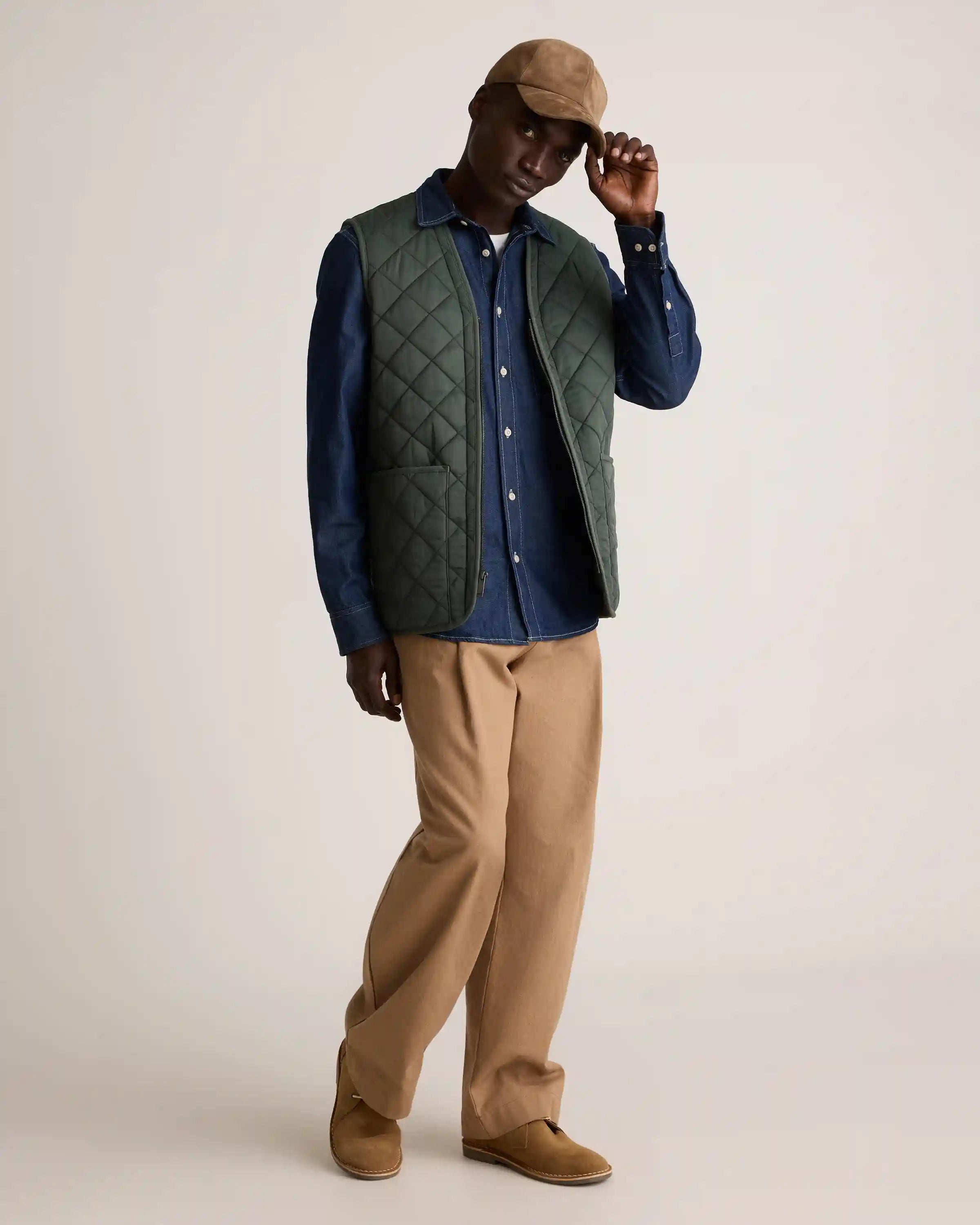 Featherless Quilted Fleece-Lined Liner Vest