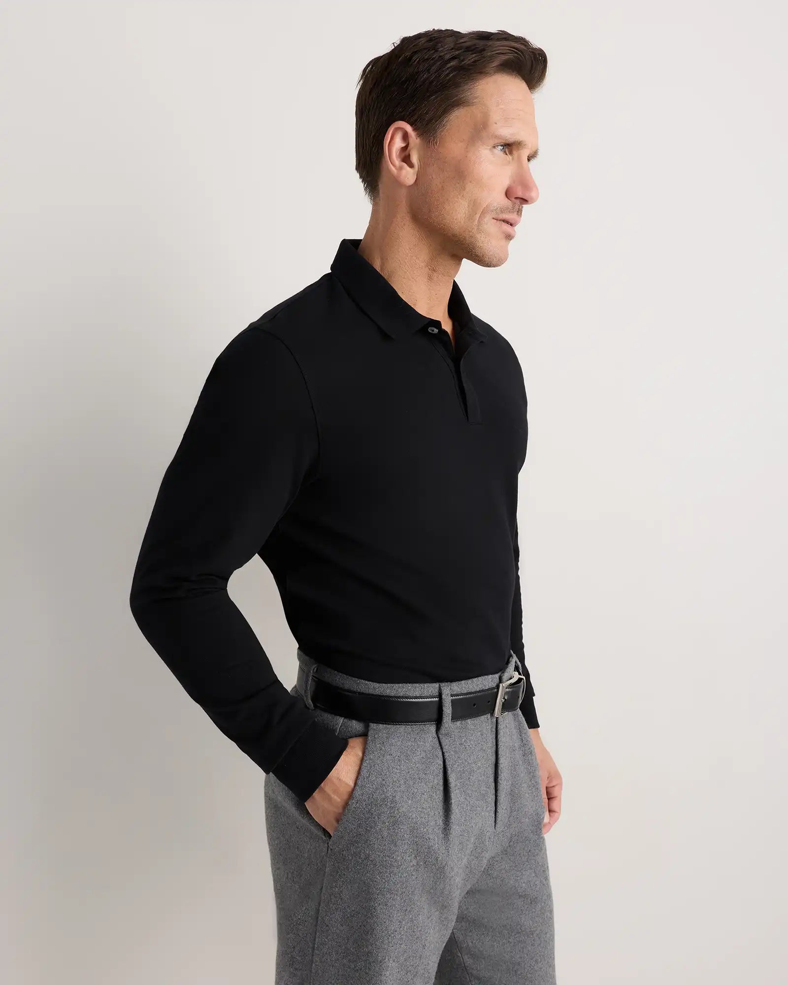 Organic Cotton Long Sleeve Pique Polo