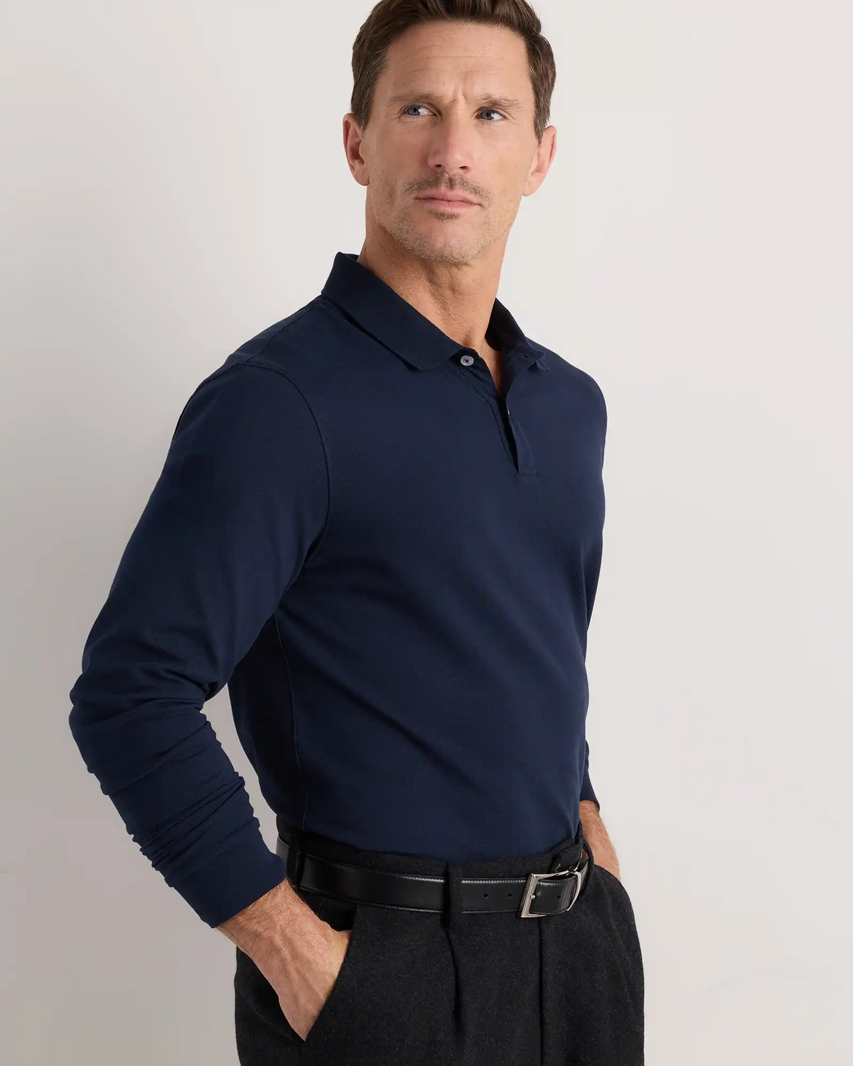 Organic Cotton Long Sleeve Pique Polo