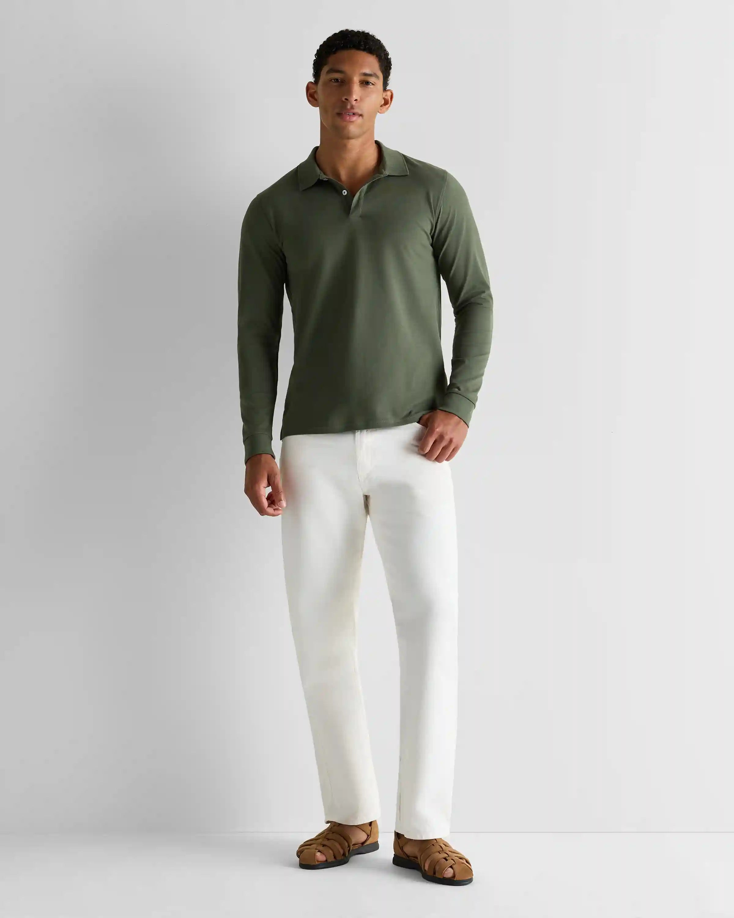 Organic Cotton Long Sleeve Pique Polo