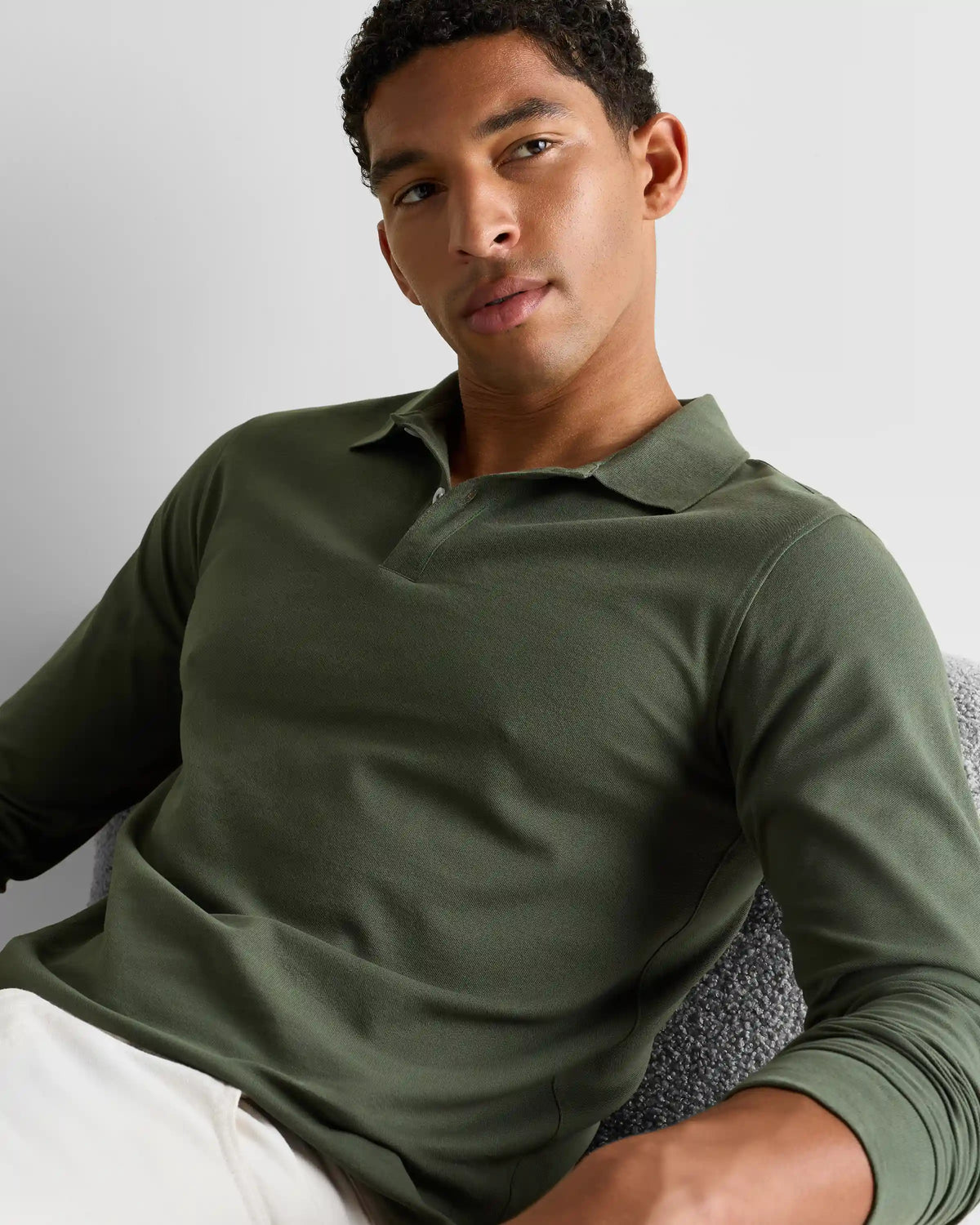 Organic Cotton Long Sleeve Pique Polo