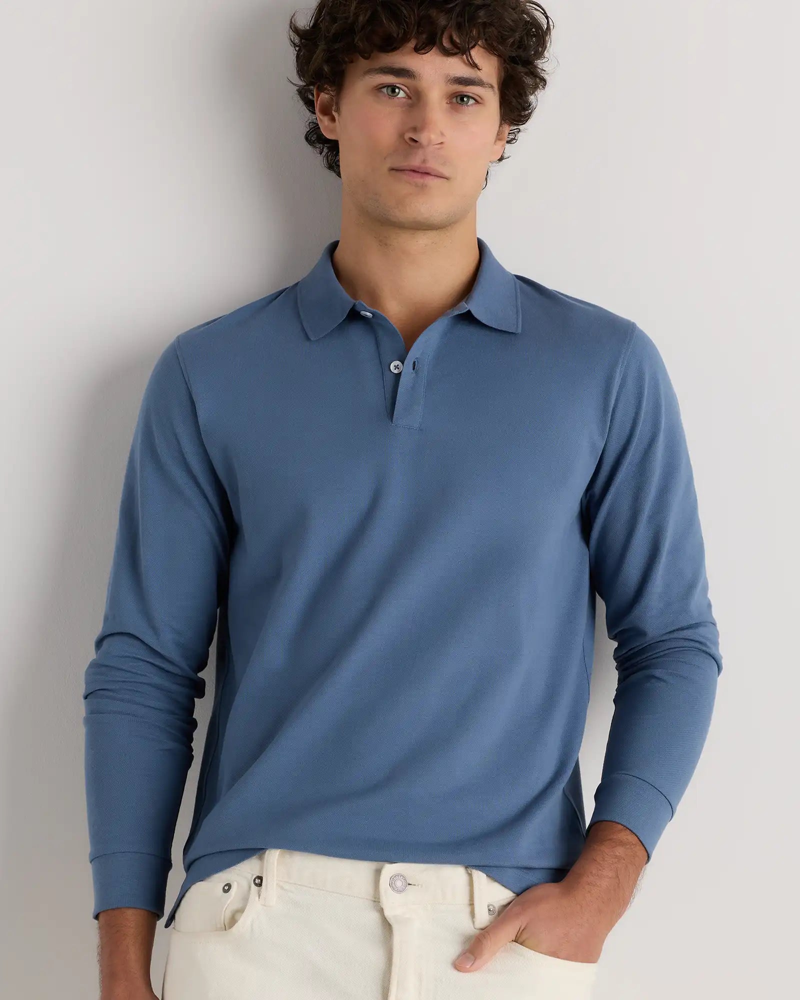 Organic Cotton Long Sleeve Pique Polo