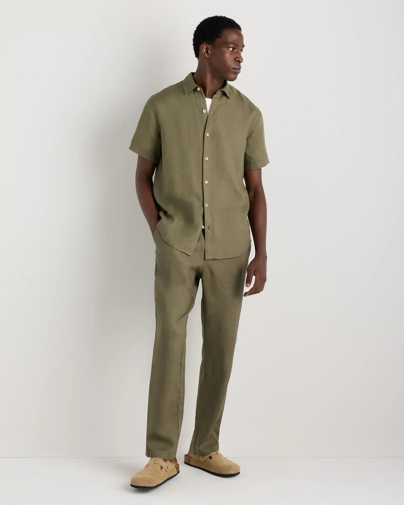 100% European Linen Relaxed Short Sleeve Shirt
