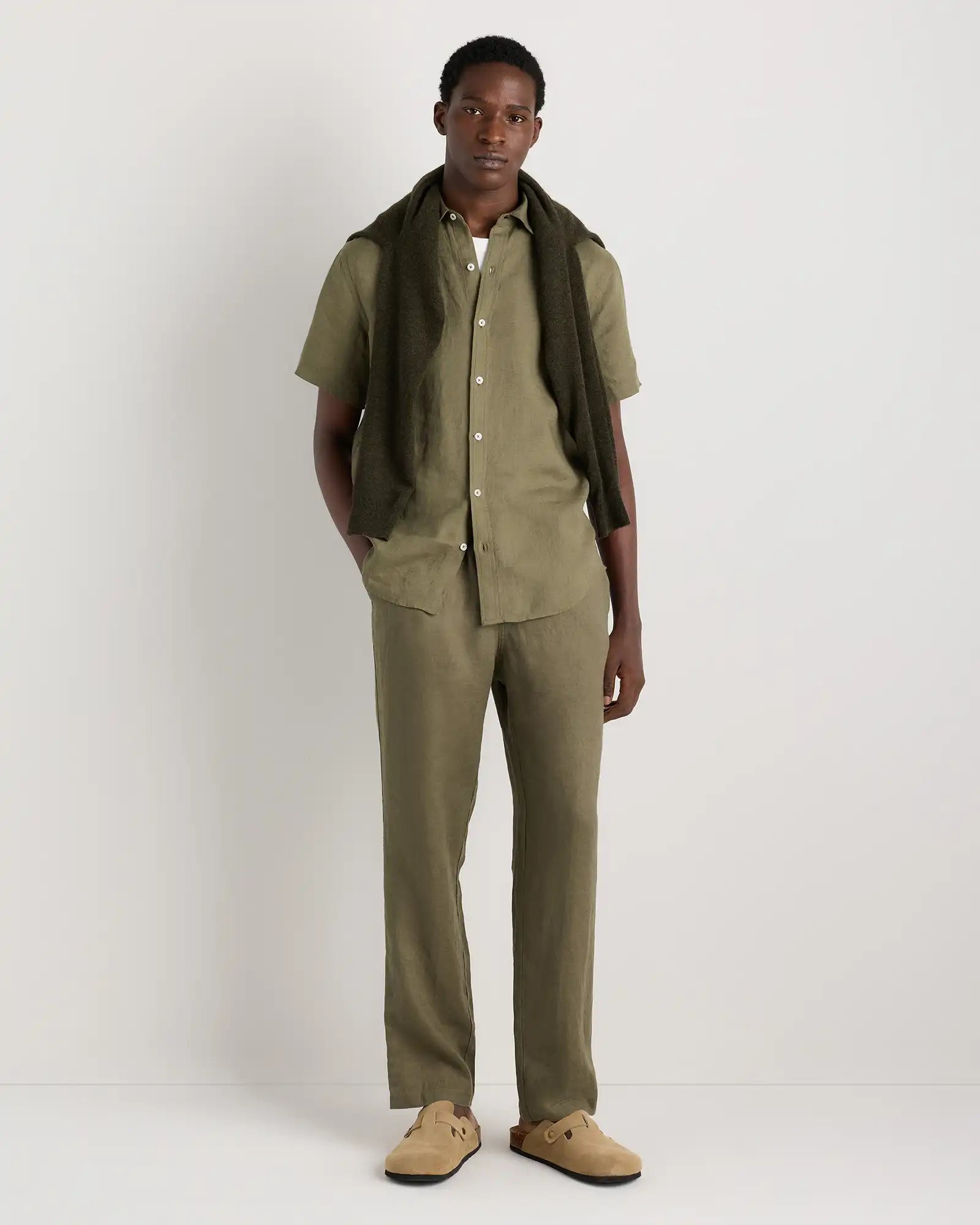 100% European Linen Relaxed Short Sleeve Shirt