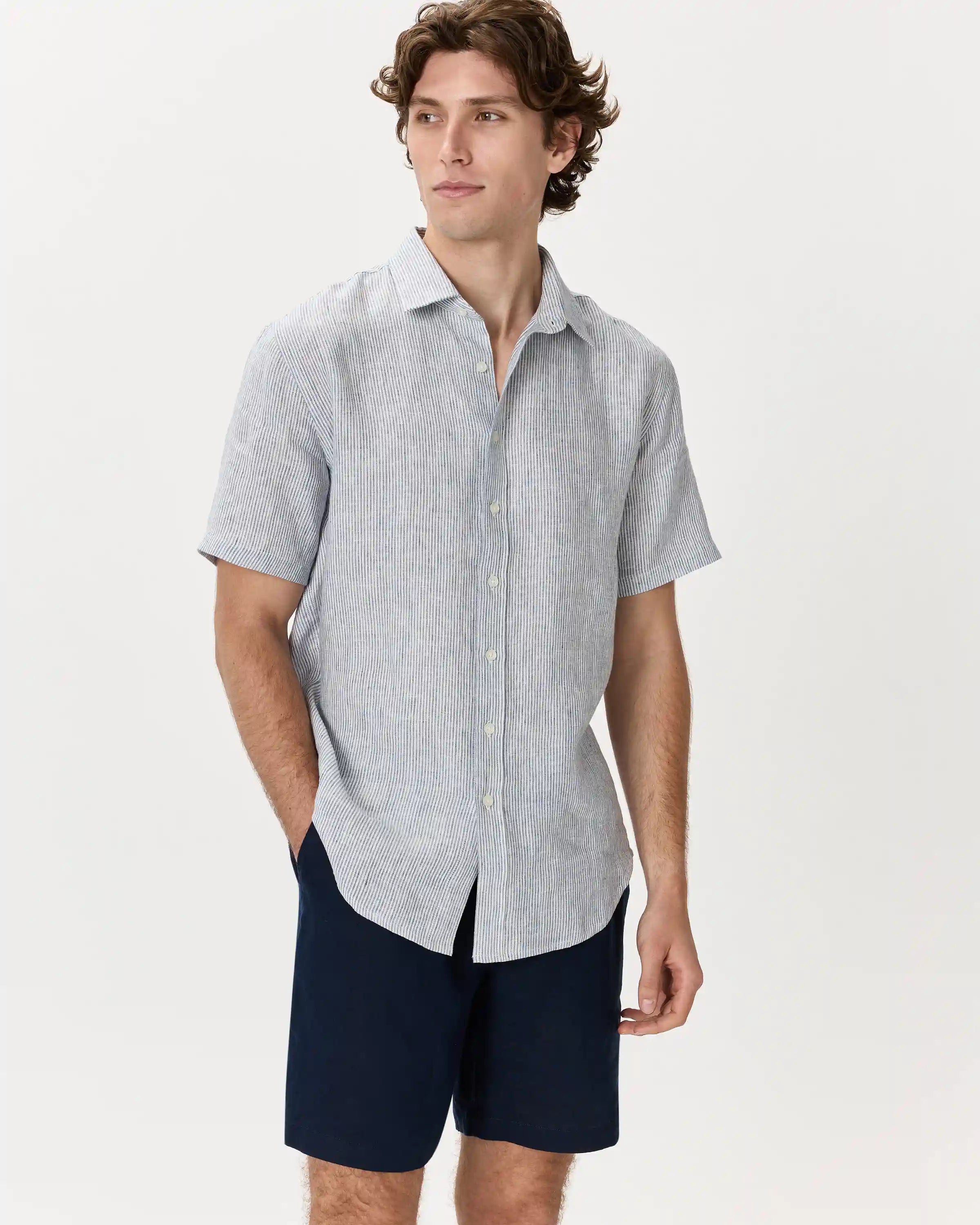 100% European Linen Relaxed Short Sleeve Shirt