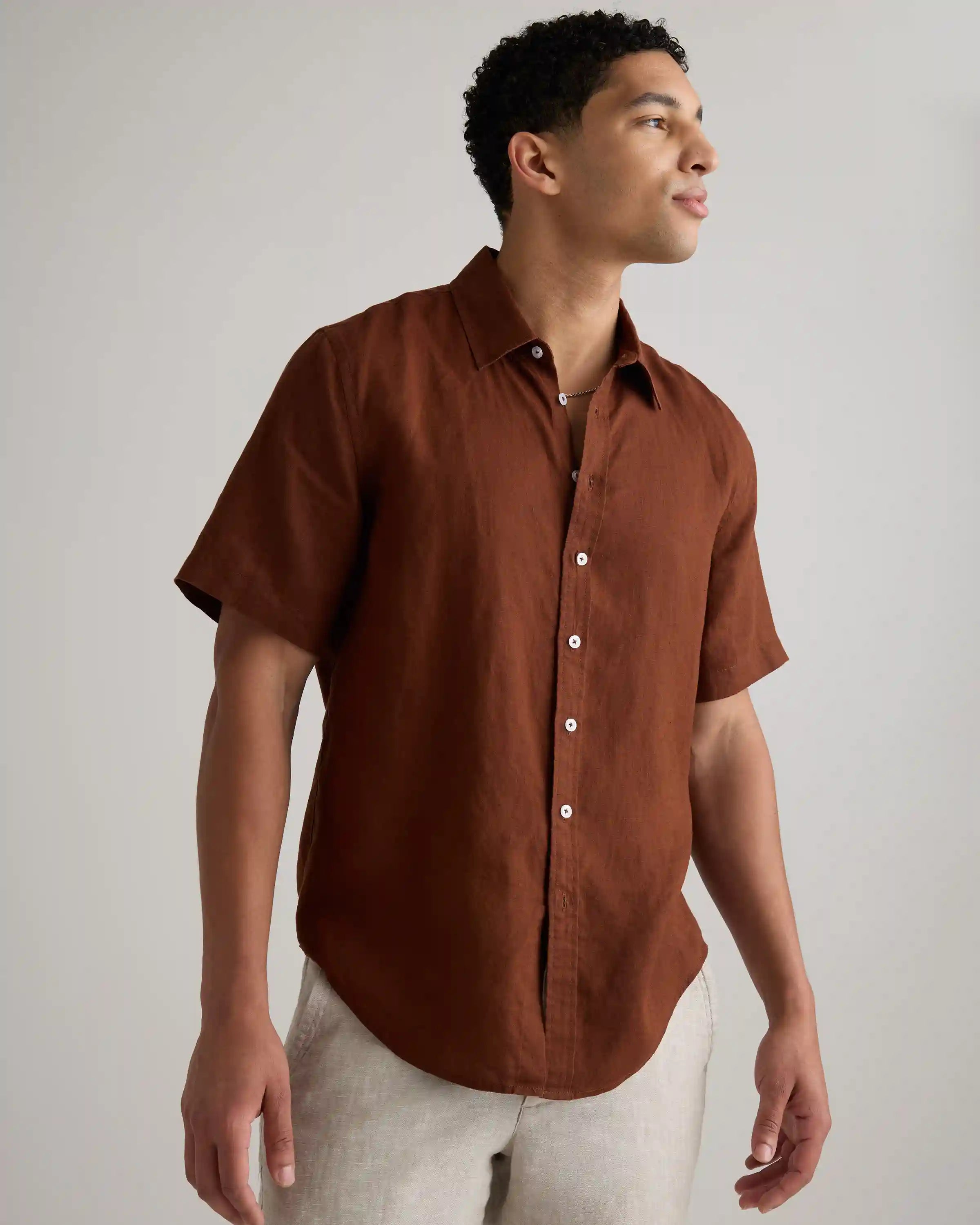 100% European Linen Relaxed Short Sleeve Shirt