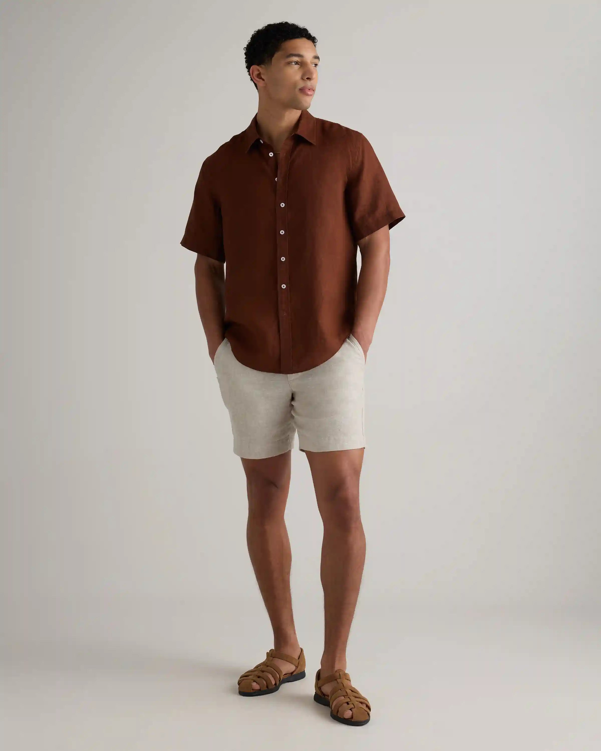 100% European Linen Relaxed Short Sleeve Shirt