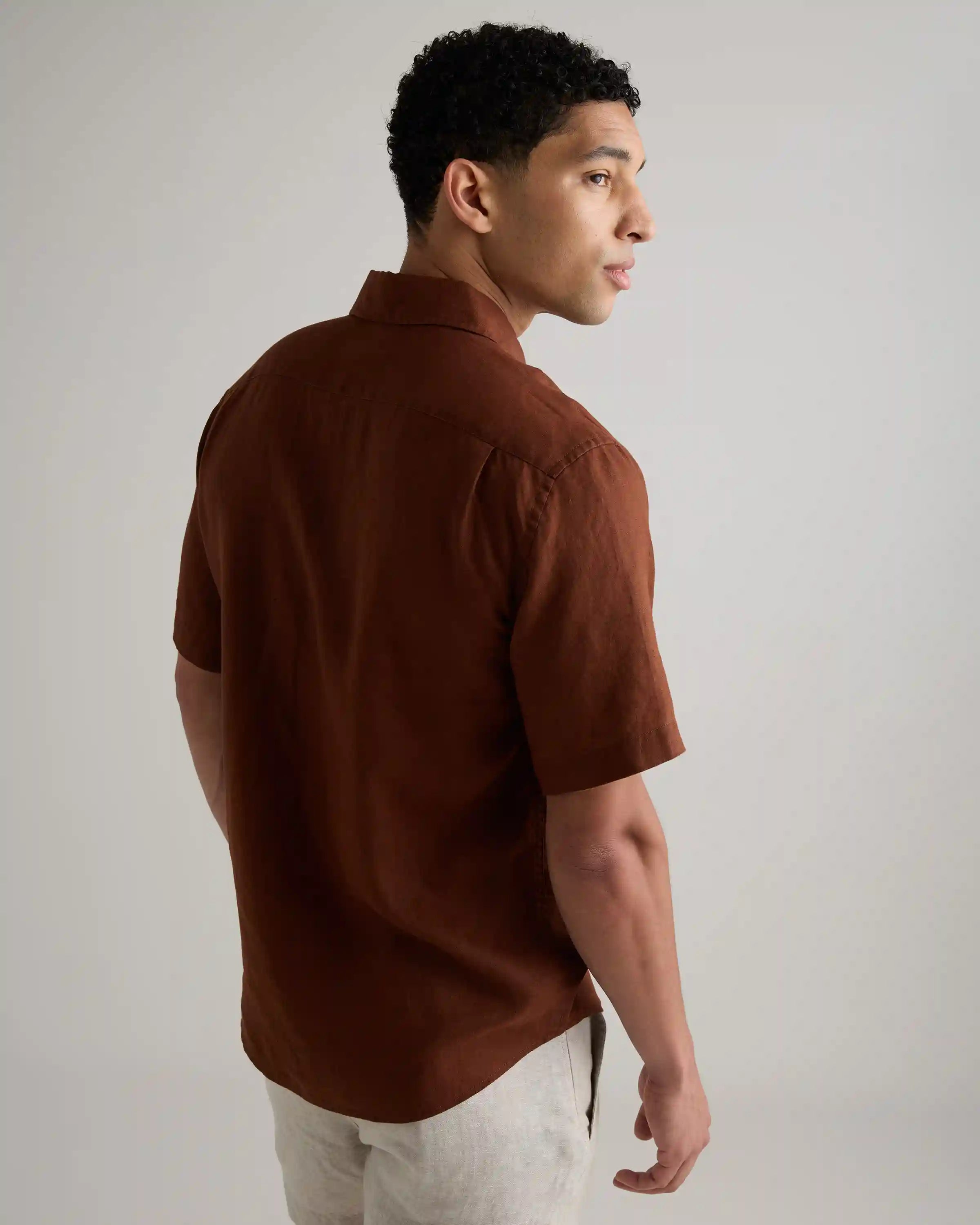 100% European Linen Relaxed Short Sleeve Shirt