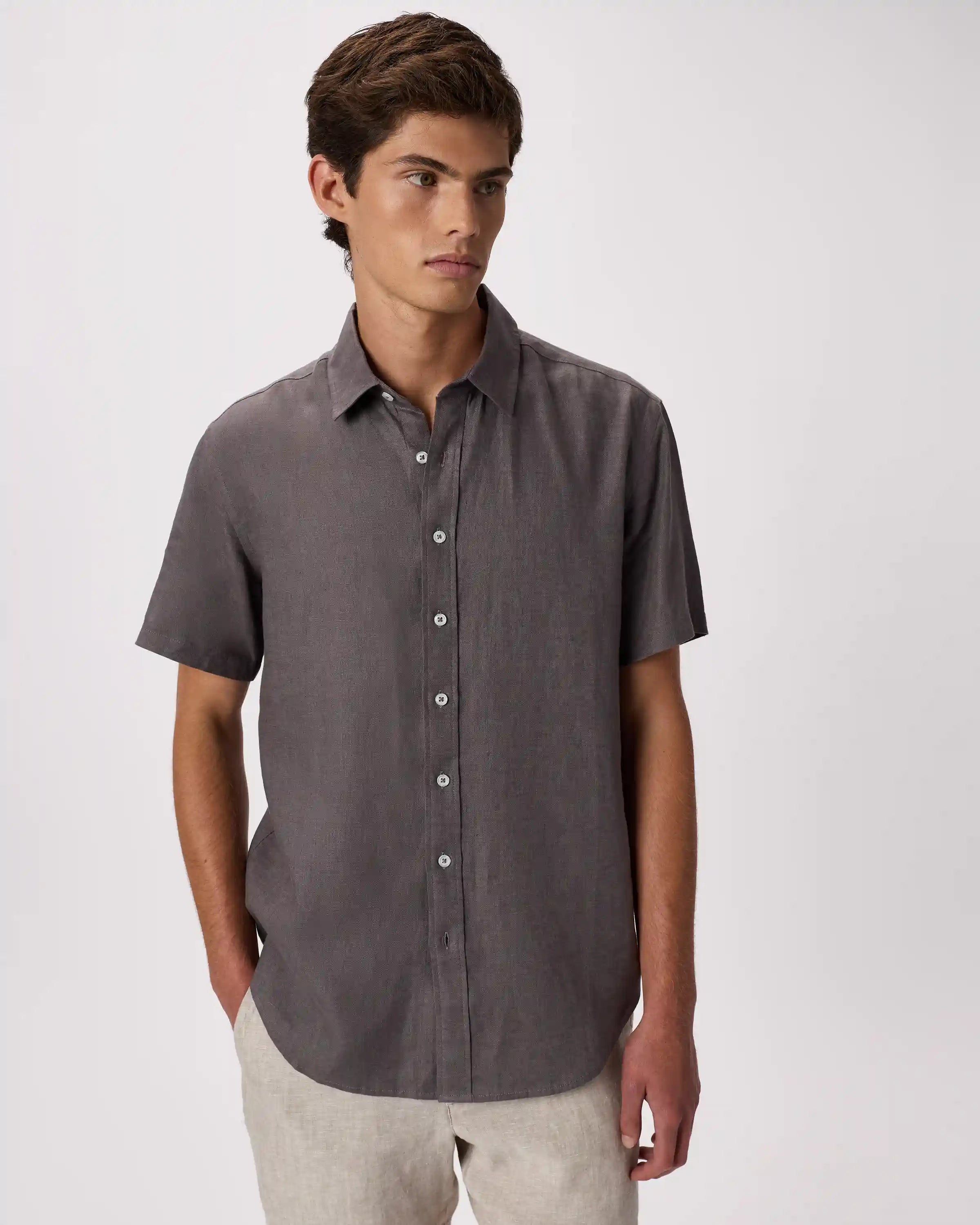 100% European Linen Relaxed Short Sleeve Shirt