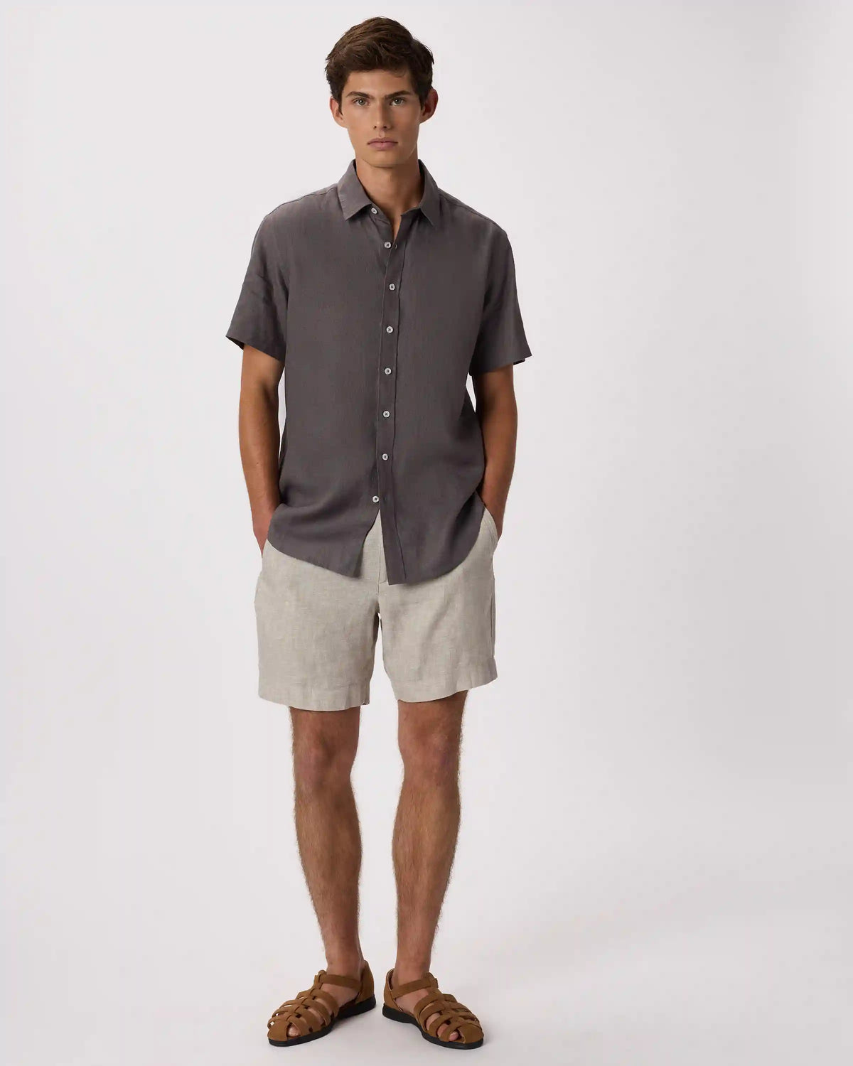 100% European Linen Relaxed Short Sleeve Shirt