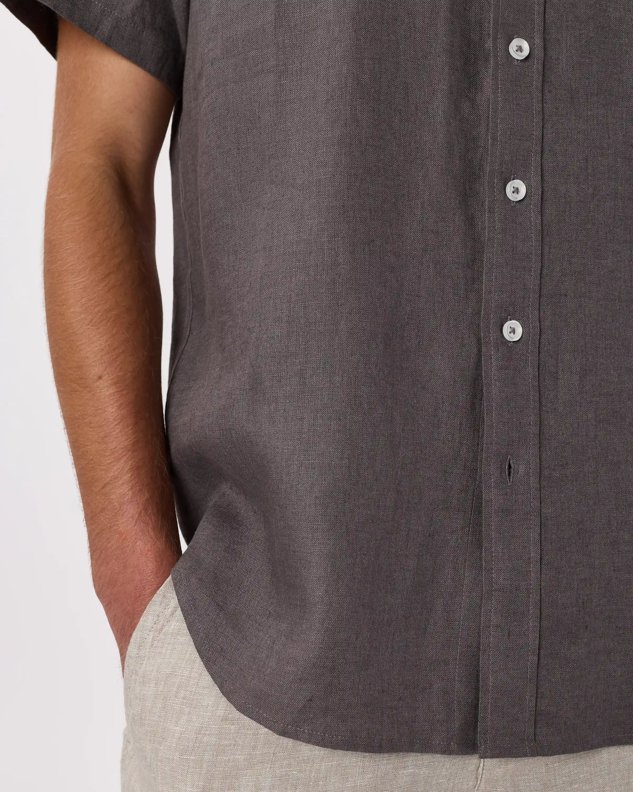 100% European Linen Relaxed Short Sleeve Shirt
