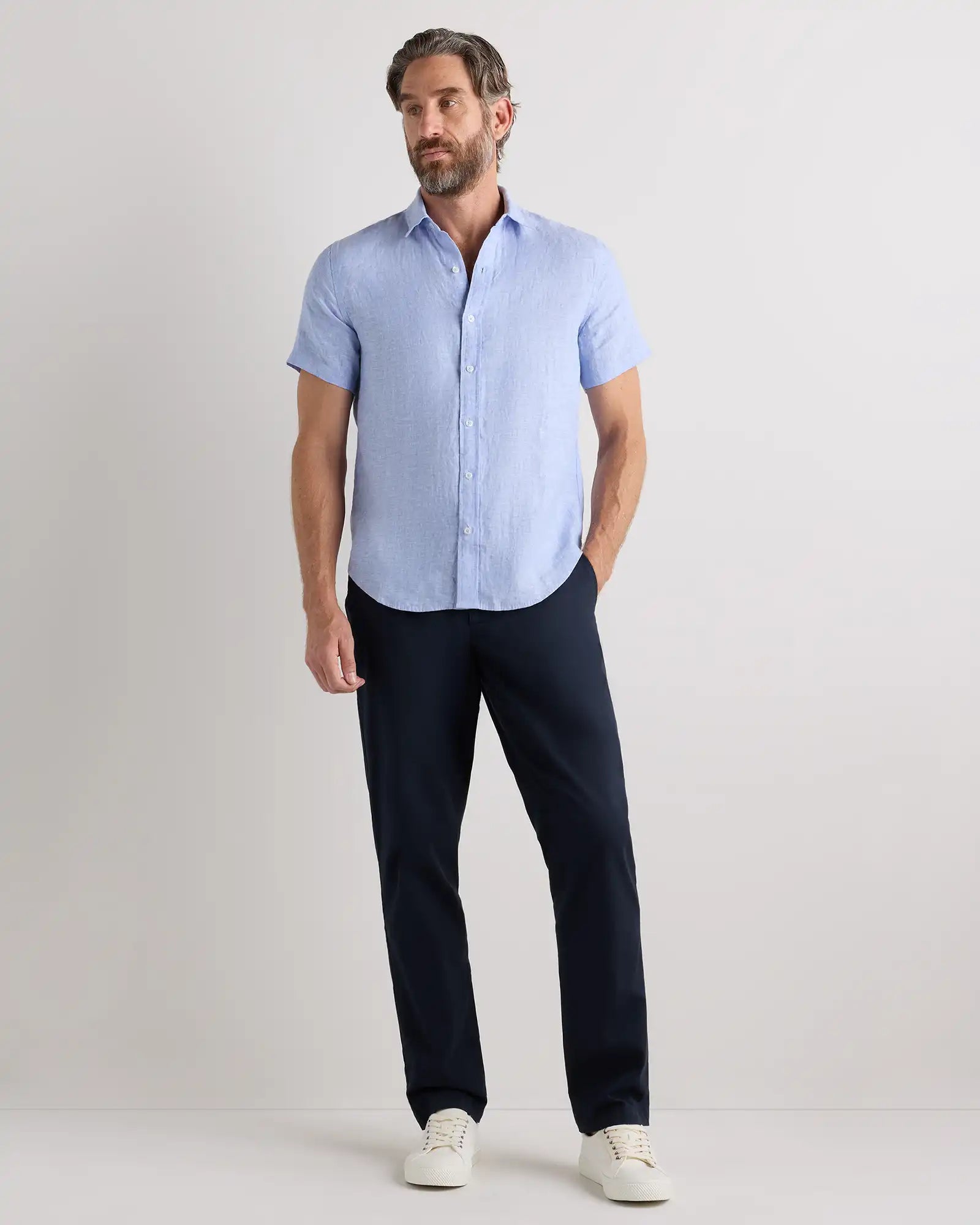 100% European Linen Relaxed Short Sleeve Shirt