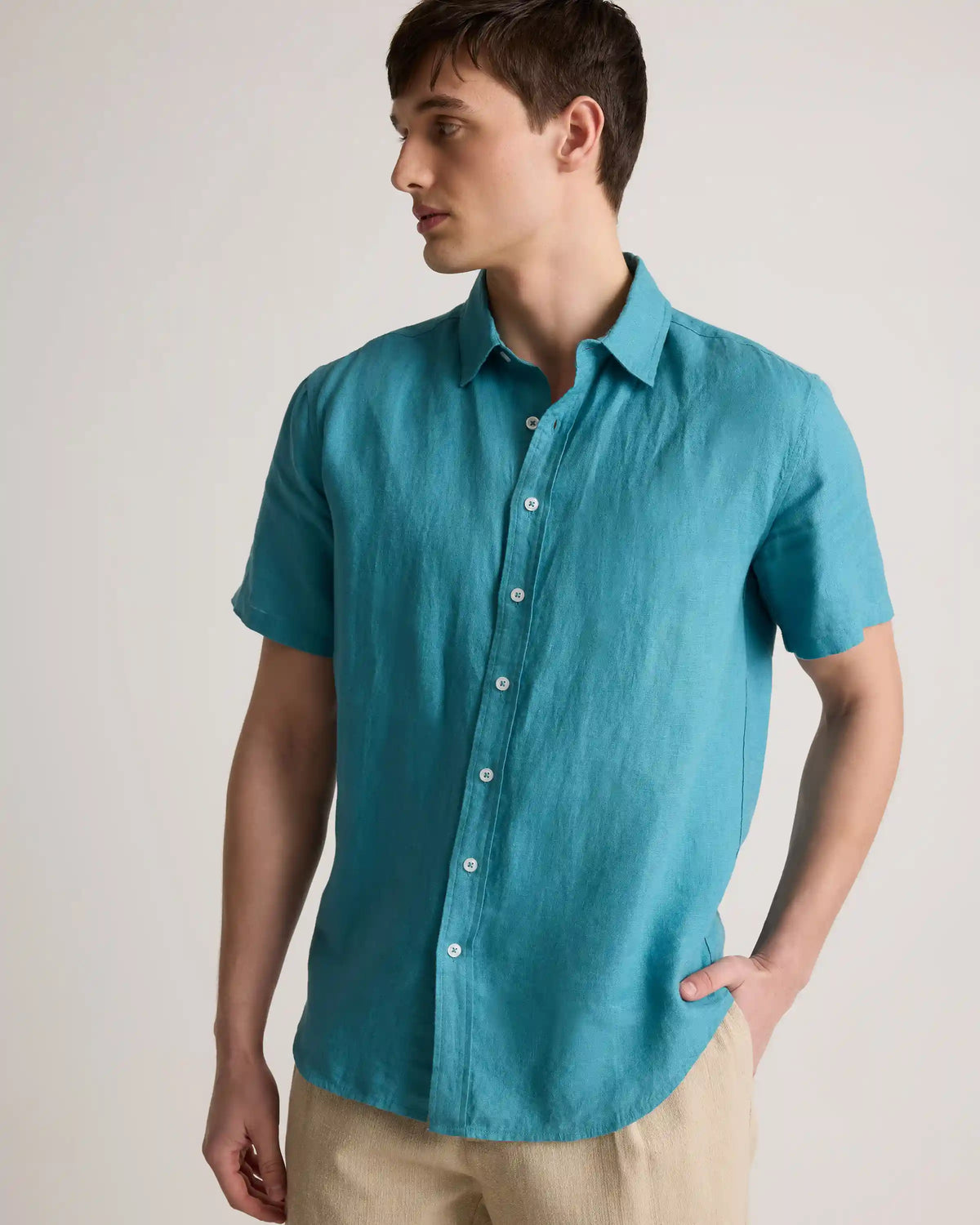 100% European Linen Relaxed Short Sleeve Shirt