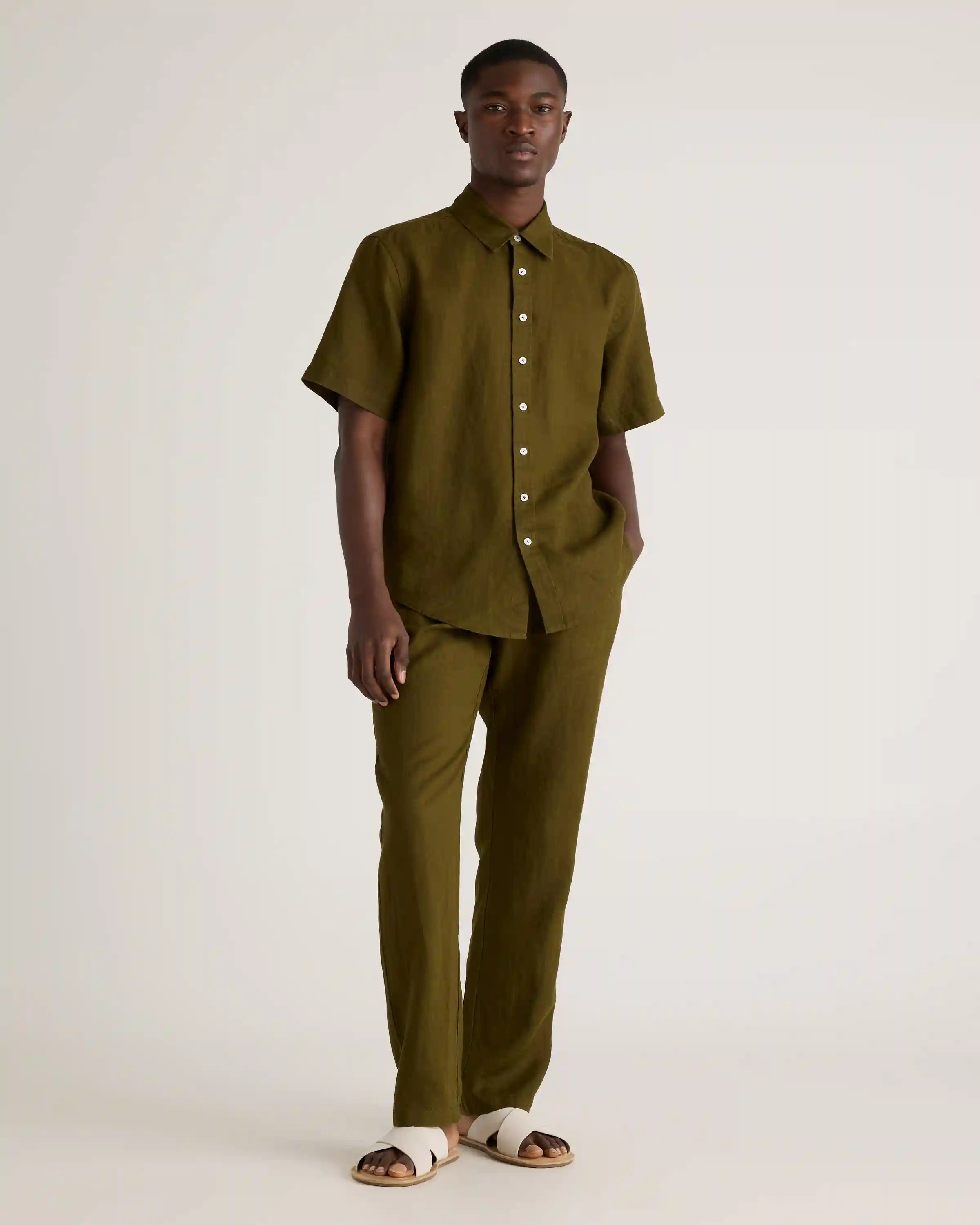 100% European Linen Relaxed Short Sleeve Shirt