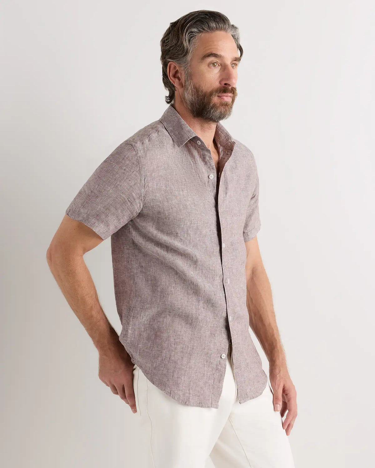100% European Linen Relaxed Short Sleeve Shirt
