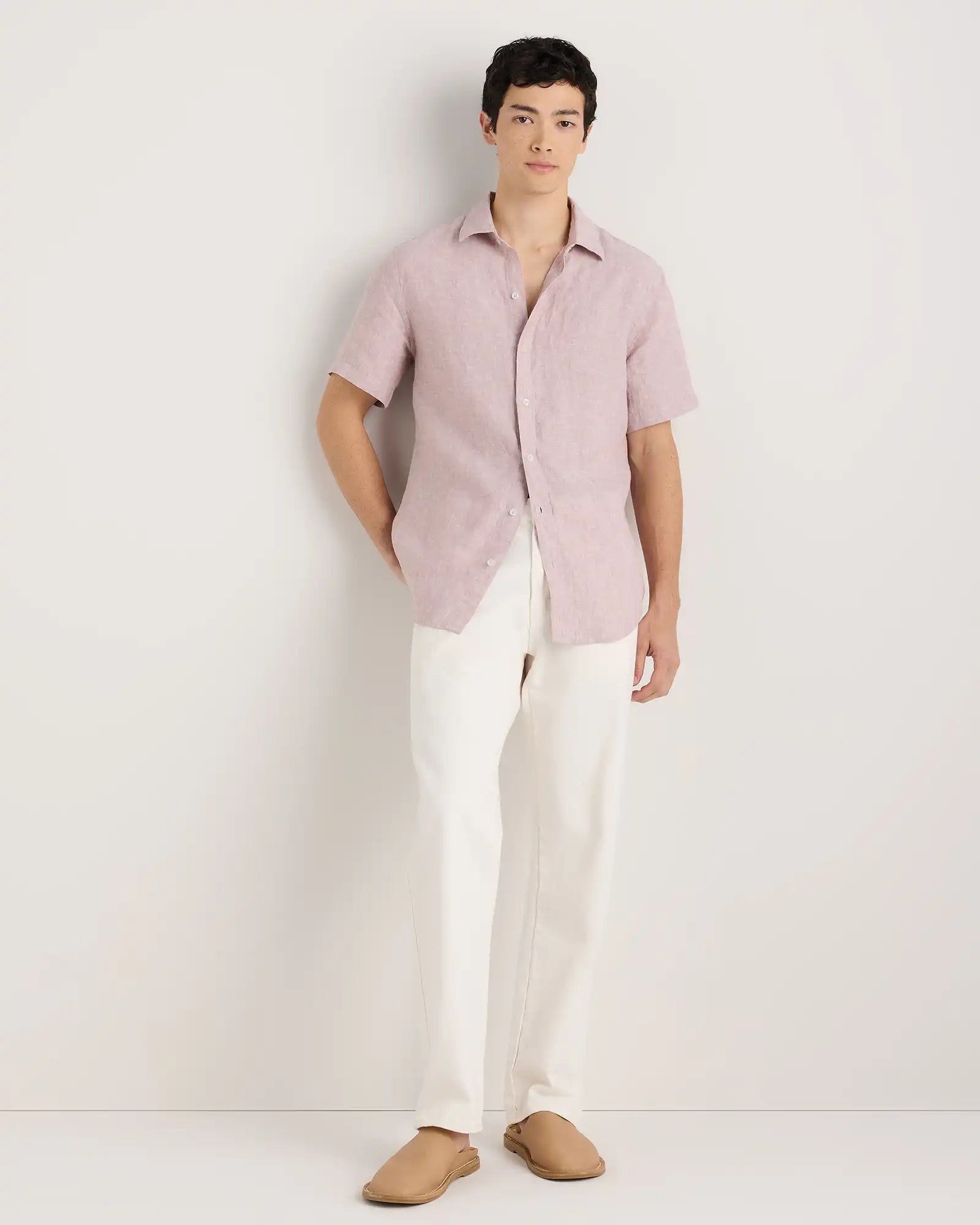 100% European Linen Relaxed Short Sleeve Shirt