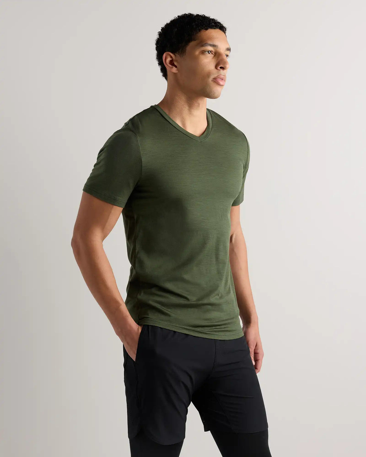 100% Merino Wool All-Season V-Neck Base Layer Tee